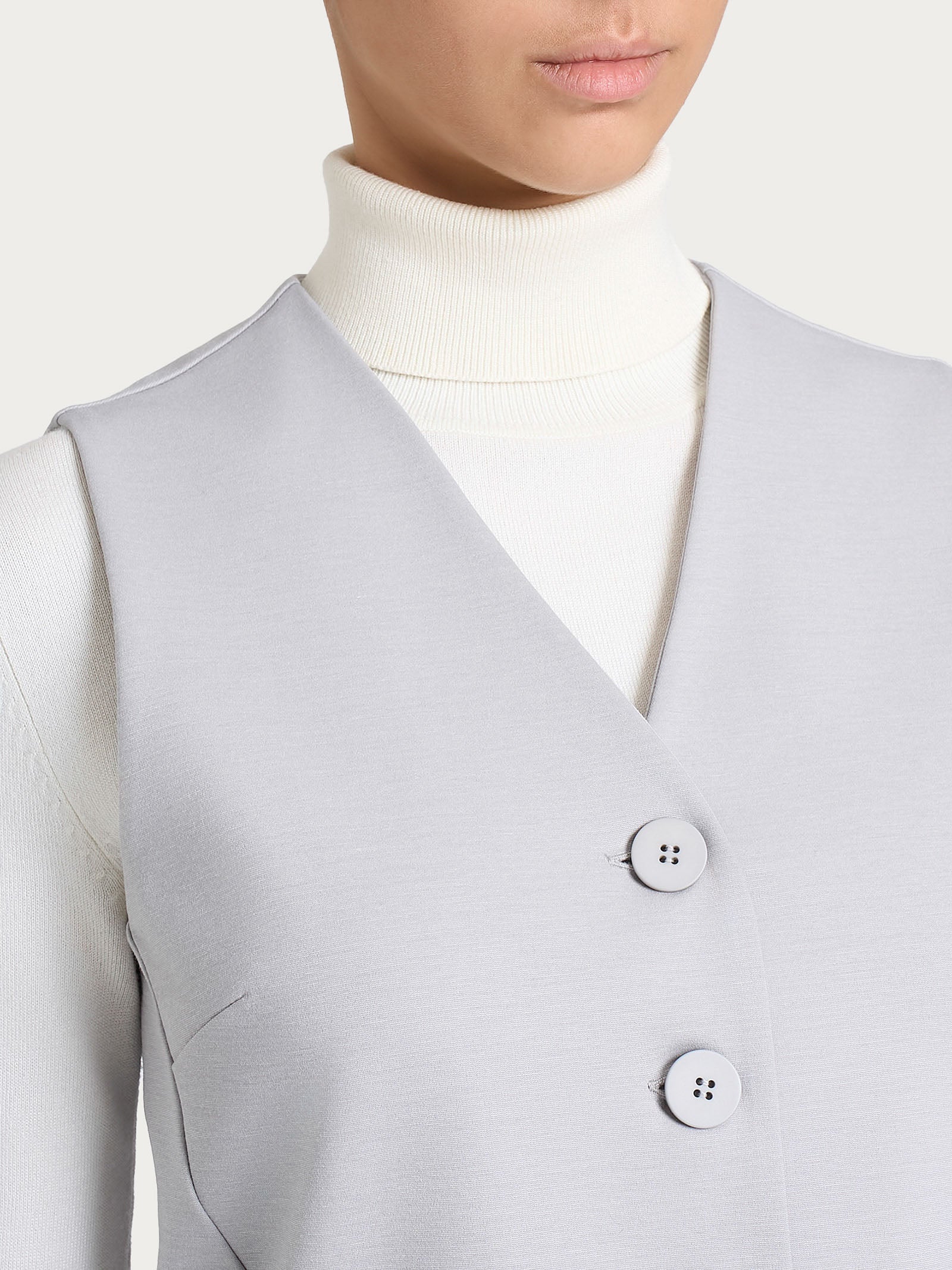 Ragno Compact Gilet 4 Bottoni Ghiaia Mel. cashmere