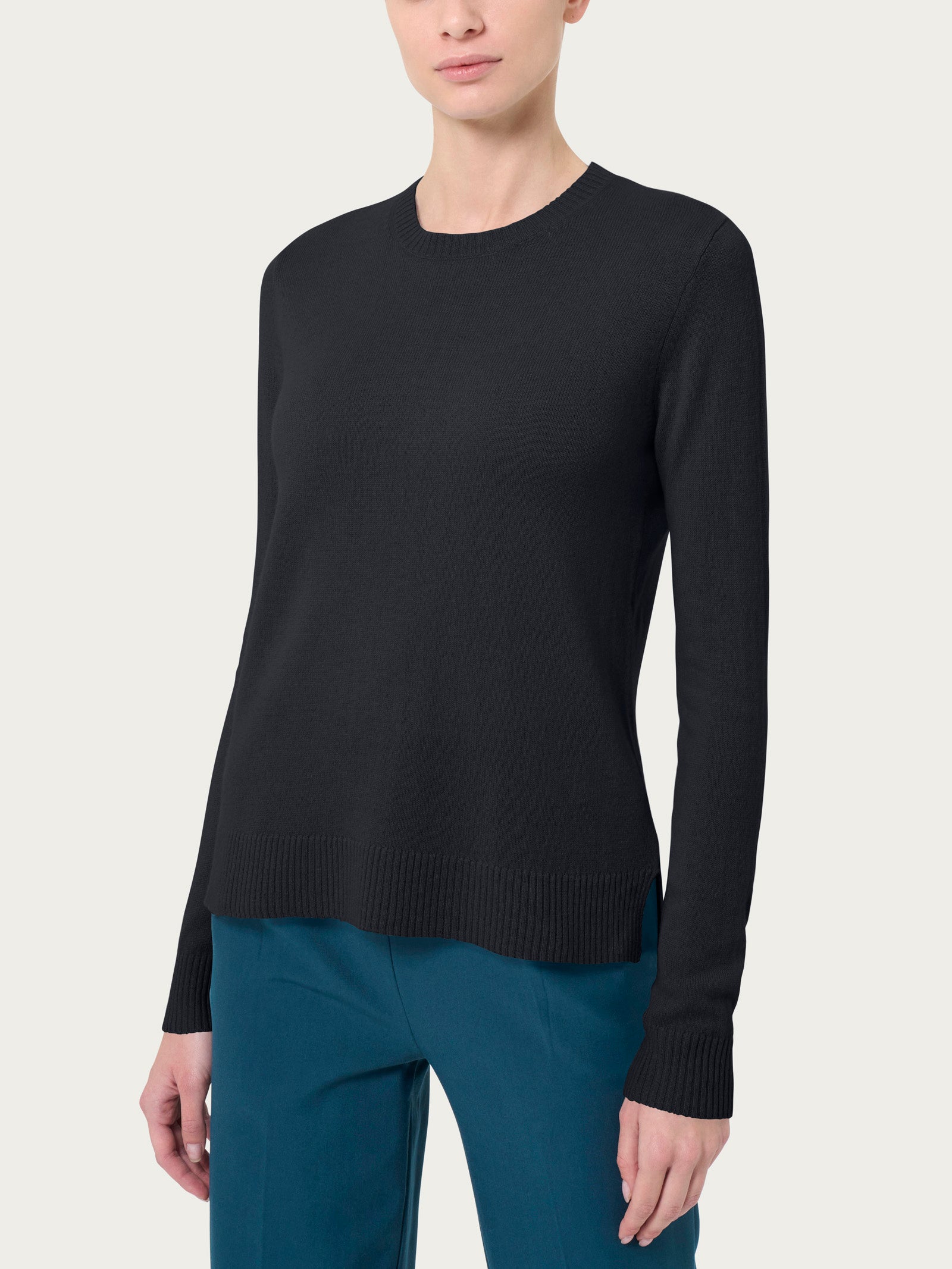 Ragno Cashmerino maglia girocollo nero donna calda