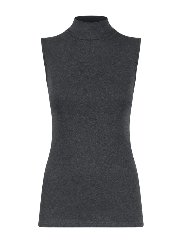 Ragno Thermo Cotton smanicato donna collo alto Ardesia Mel.