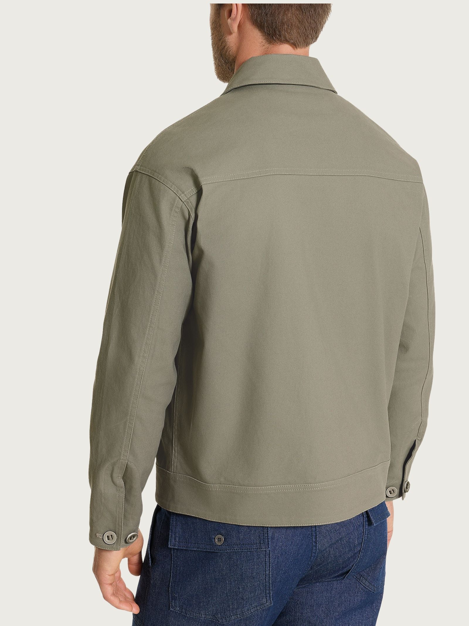 Ragno Giacca Zip Canvas Stretch Seagrass Uomo