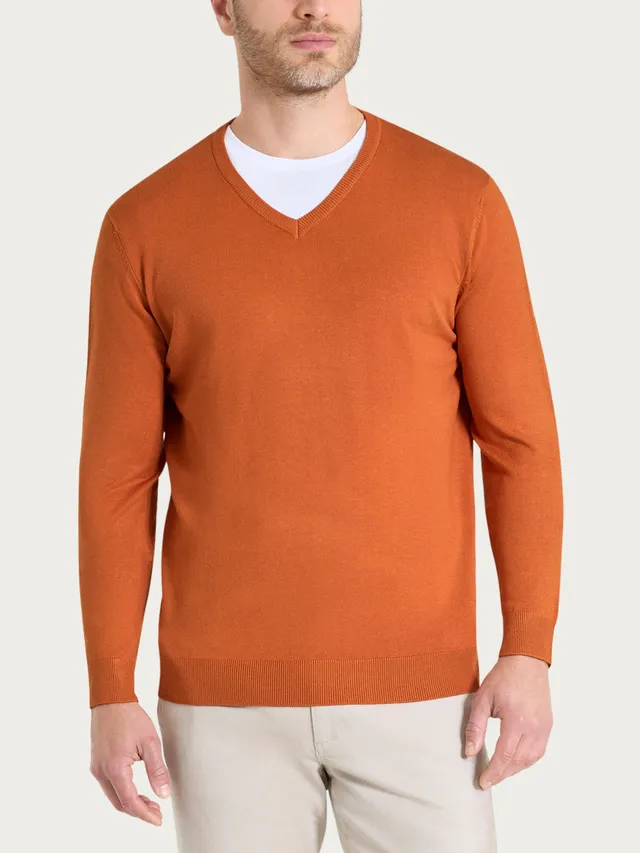 Ragno Four Seasons V-neck Pullover maglione ruggine anti-pilling