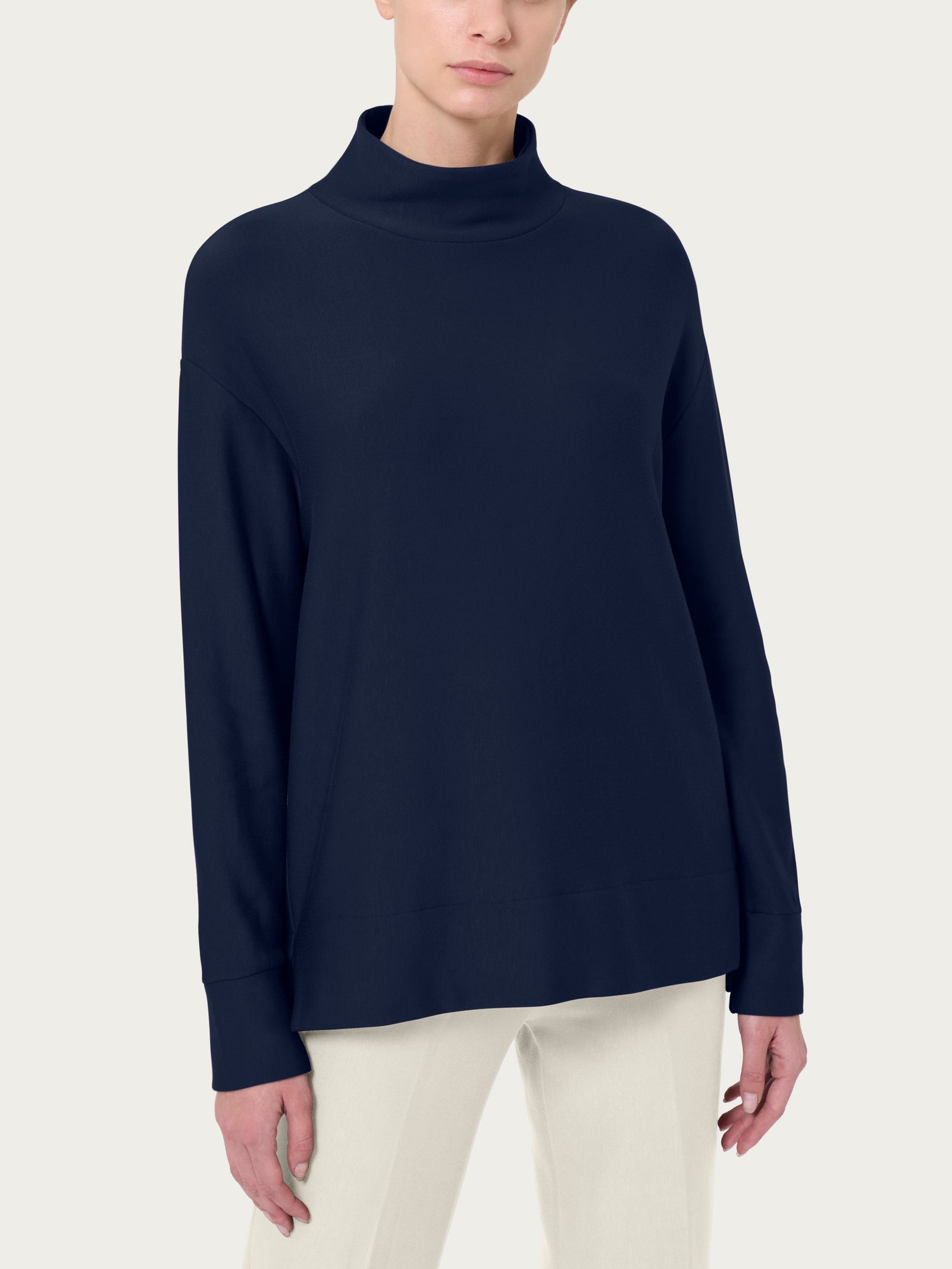 Ragno Relaxed Felpa Collo Alto Blu viscosa