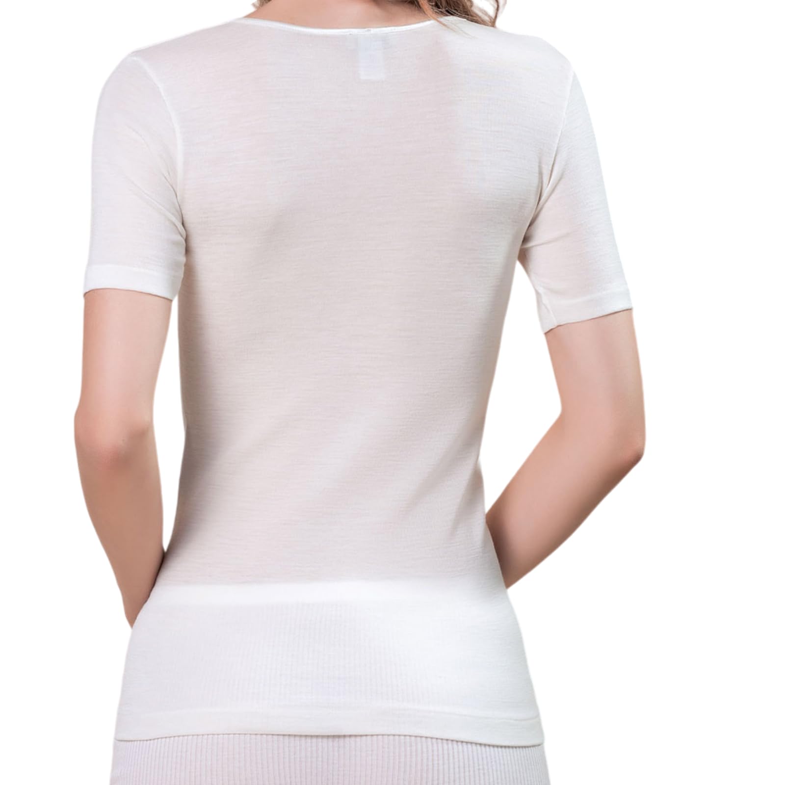 Lady C Maglia Misto Lana Manica Corta maglia bianco lana S