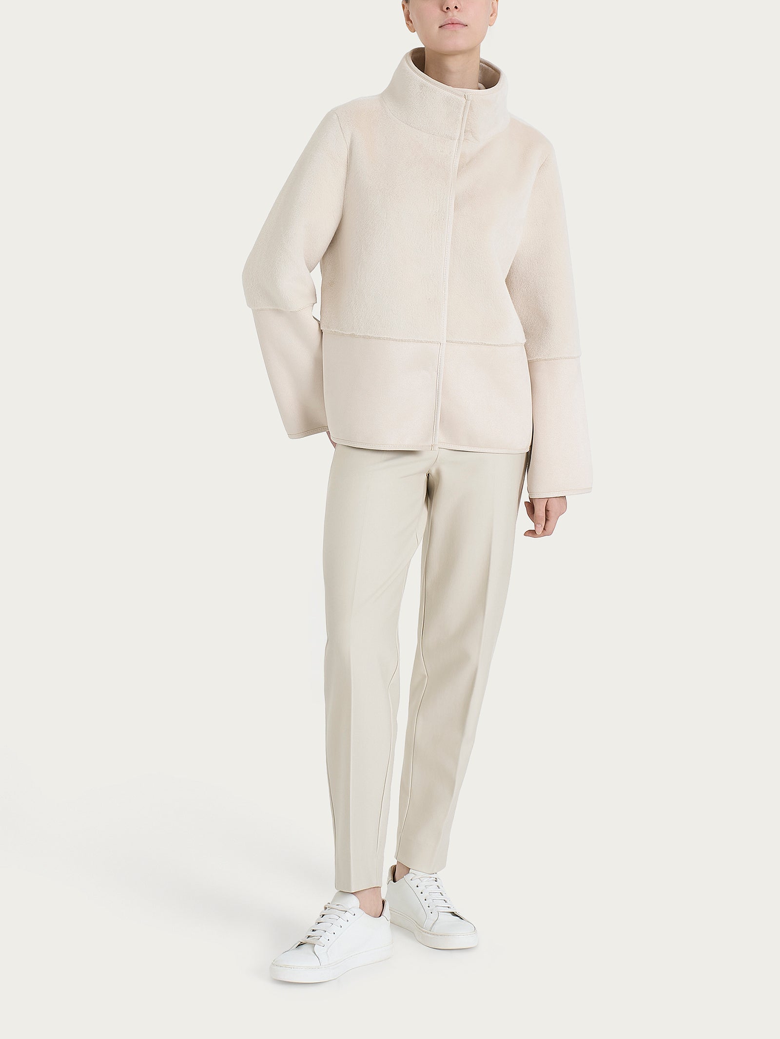 Ragno giacca corta double-face champignon in shearling