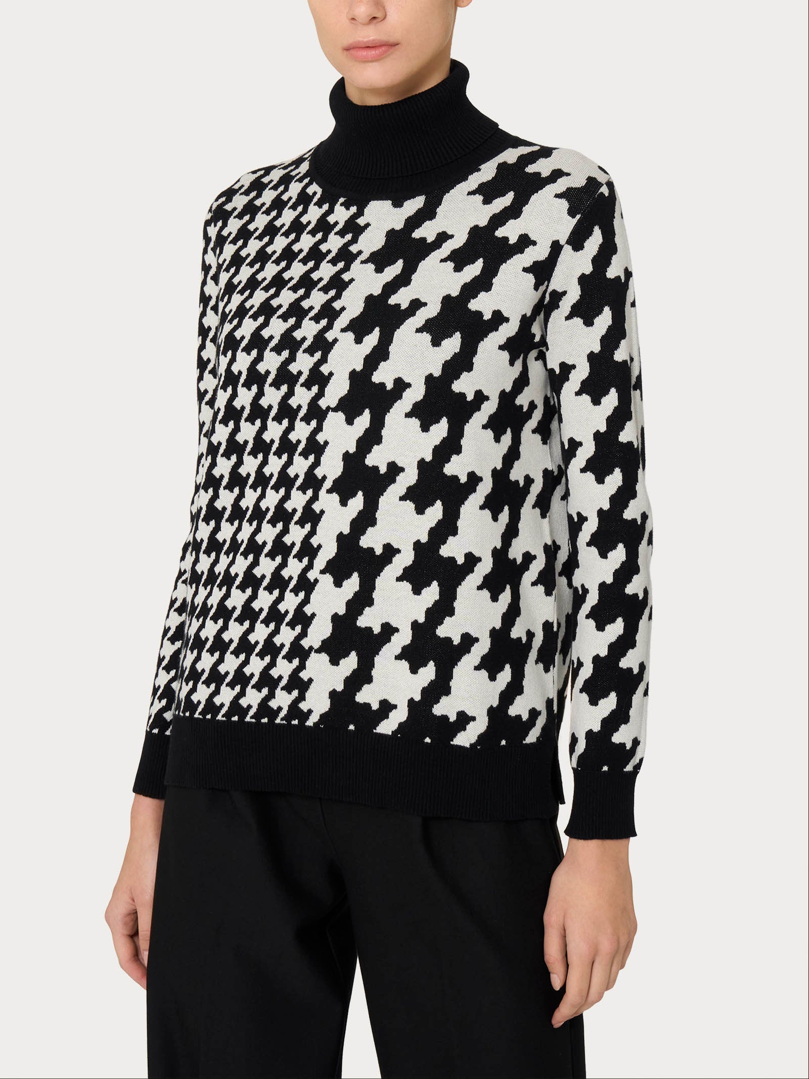 Ragno Winter Cotton dolcevita maglia cotone nero pied de poule