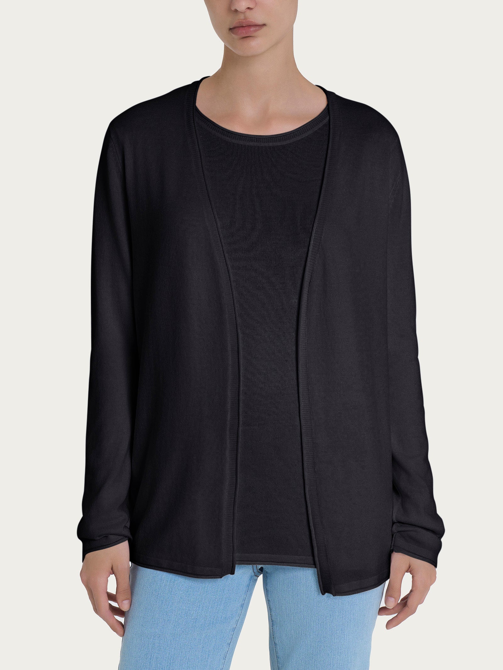 Ragno Summertime Cardigan Aperto Nero Viscosa