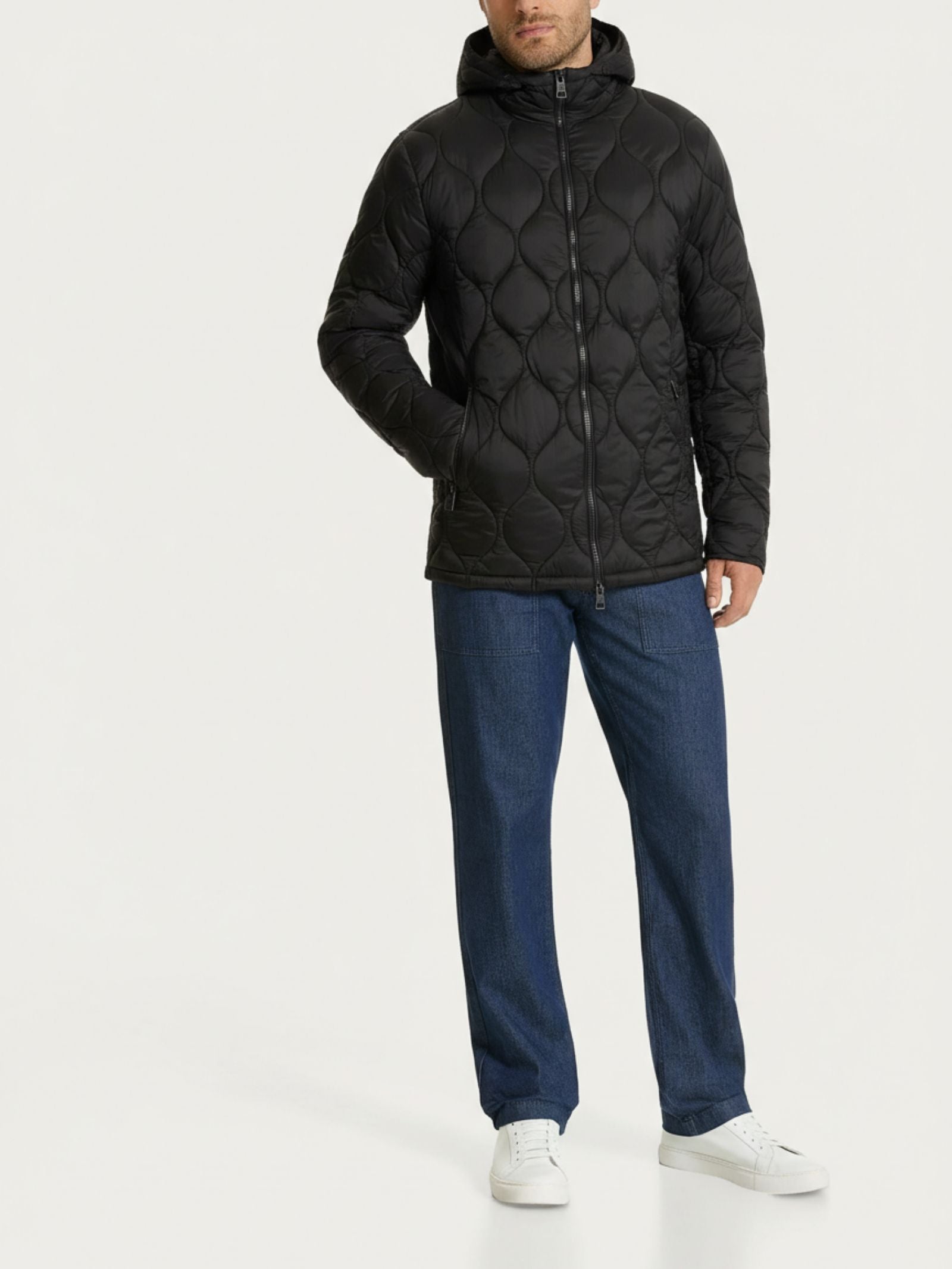 Ragno Onion Quilt Piumino con Cappuccio Nero Uomo
