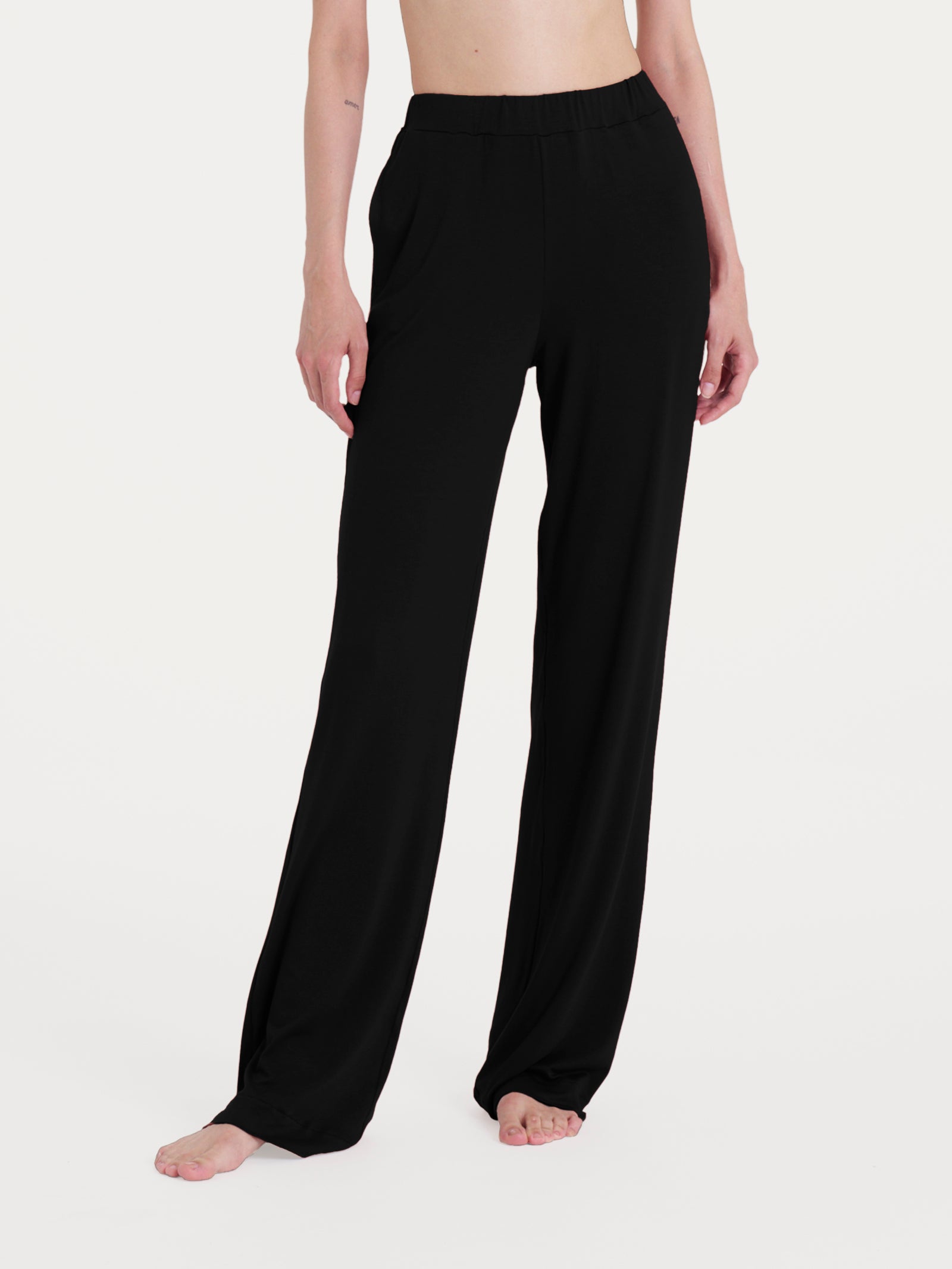 Ragno Pantalone Ampio Nero in Viscosa Summer Wide Leg