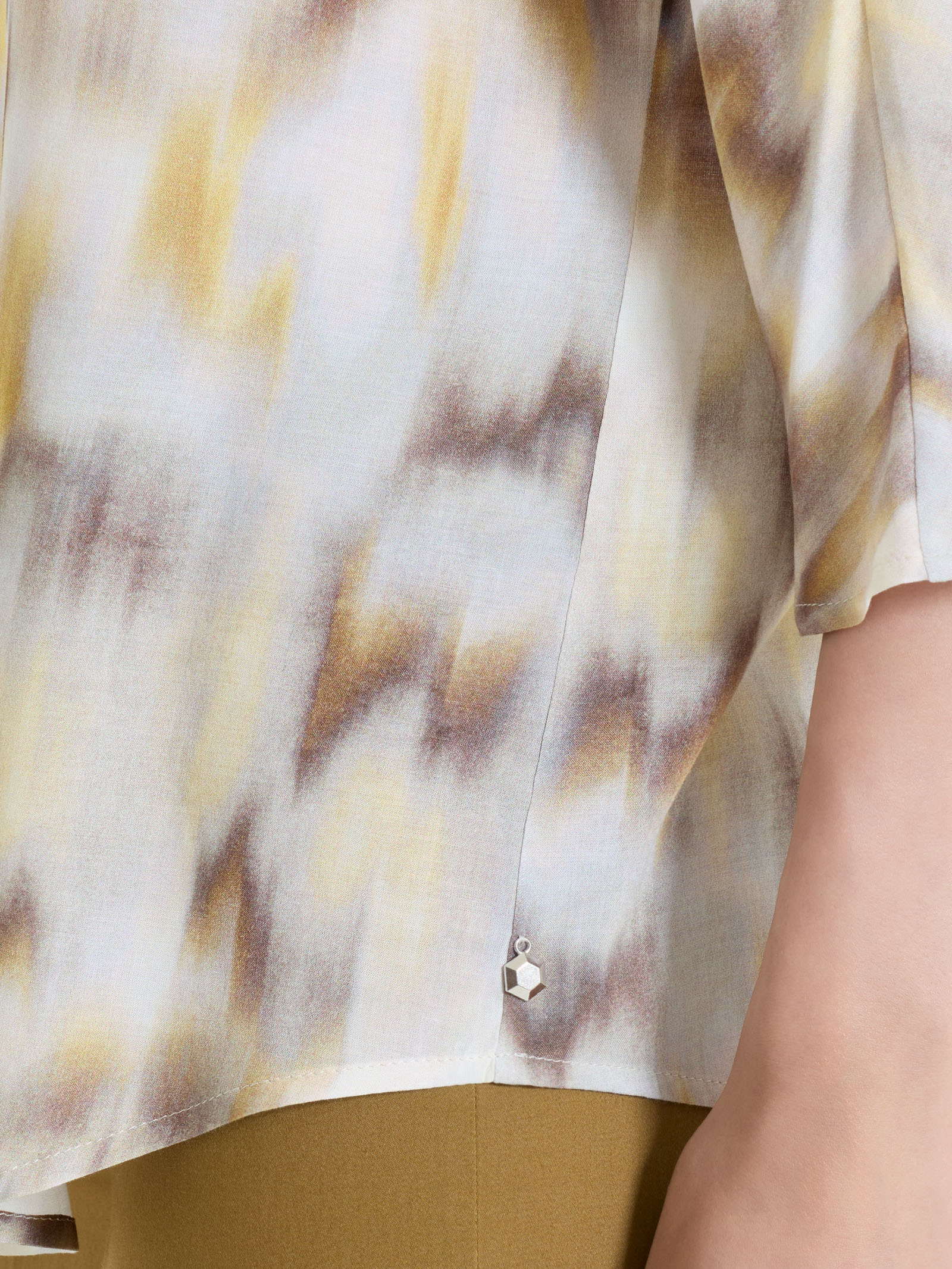 Ragno EcoSeta Blusa Manica 3/4 Khaki in Raso di Viscosa
