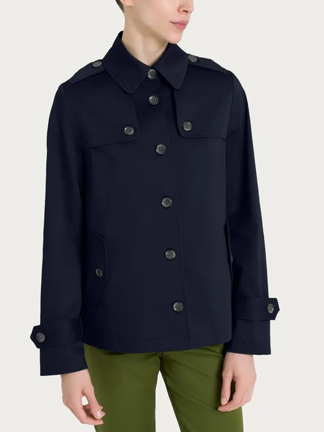 Ragno Trench giacca corta satin Bleu