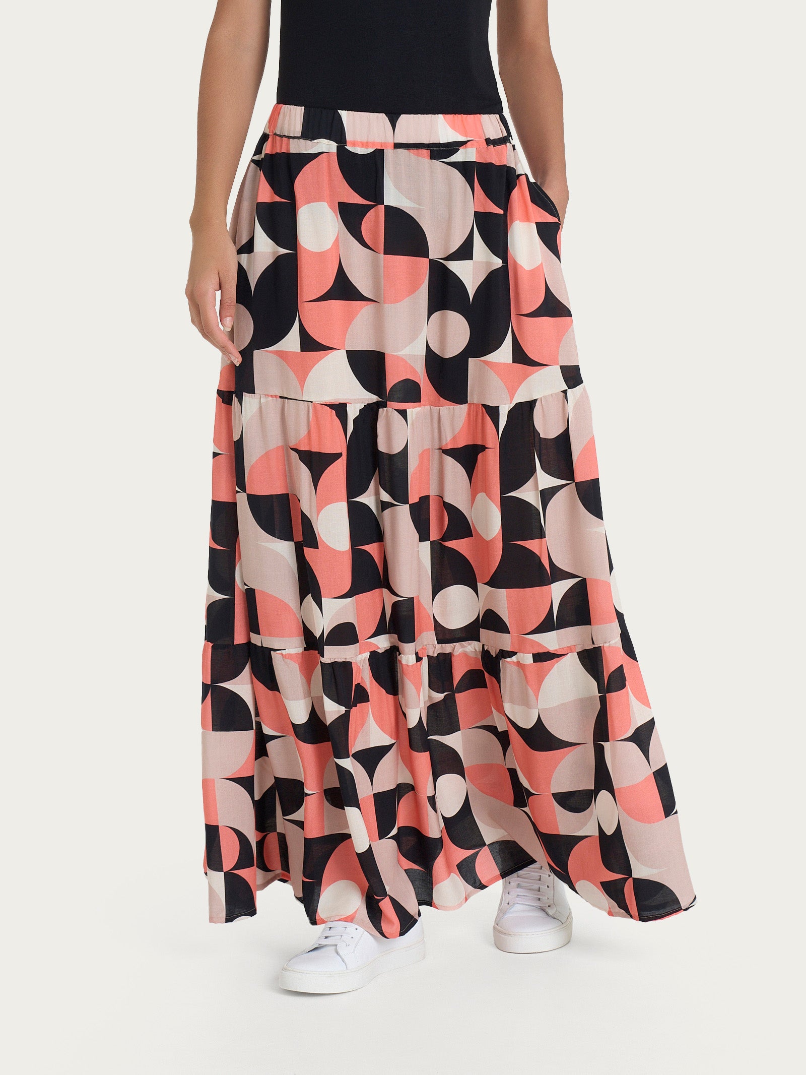 Ragno EcoSeta Gonna Lunga Warm Taupe fantasia geometrica