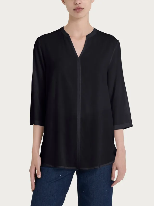 Ragno blusa coreana manica 3/4 ecoseta nero