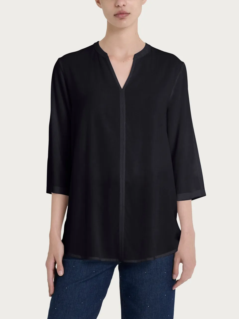 Ragno blusa coreana manica 3/4 ecoseta nero