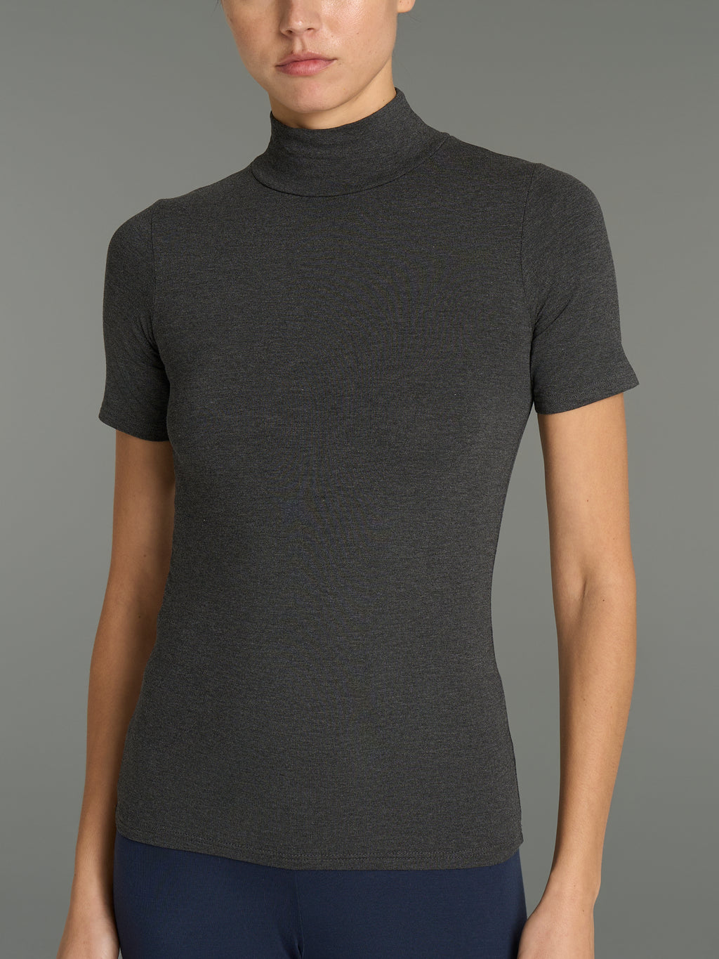 Ragno Viscosa Summer Maglietta Collo Alto Grigio Metallo