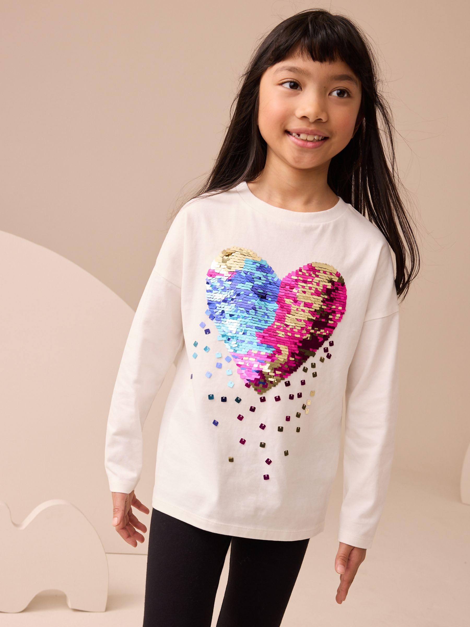 Geo Next Top Bambina Maniche 3/4 con Paillettes Nero