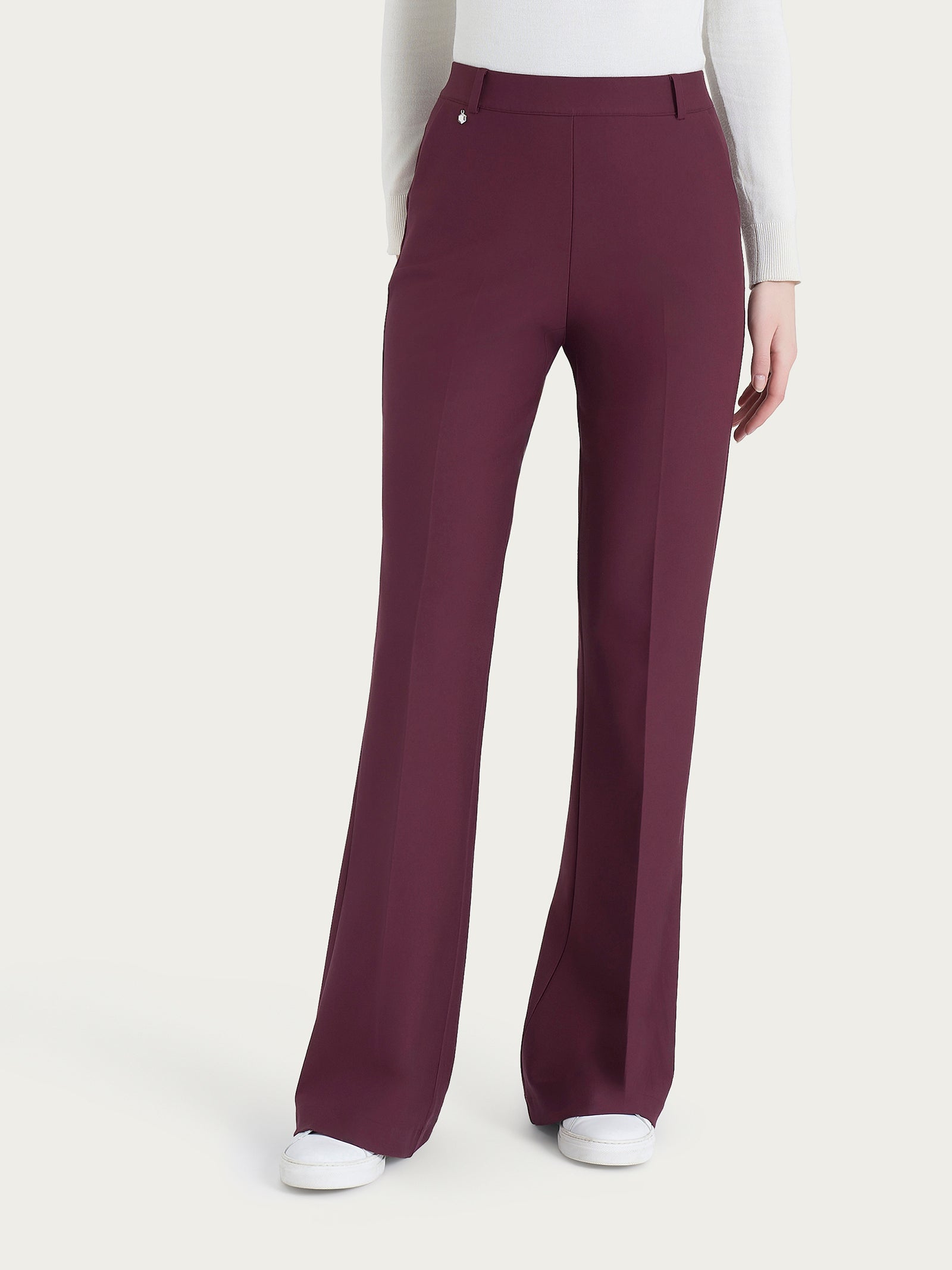 Ragno Compact Pantalone Flare fig viola elasticizzato