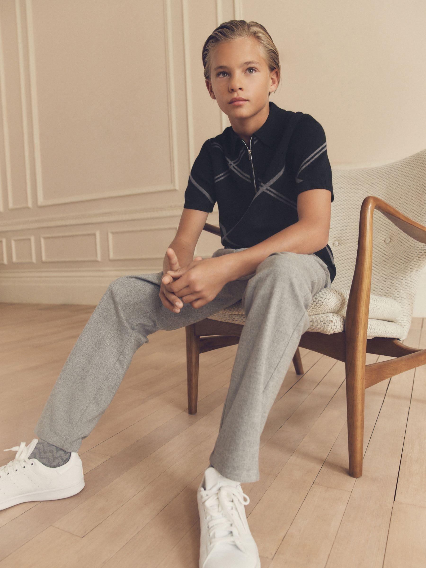 Next polo bambino zip maglia cotone taglia 134
