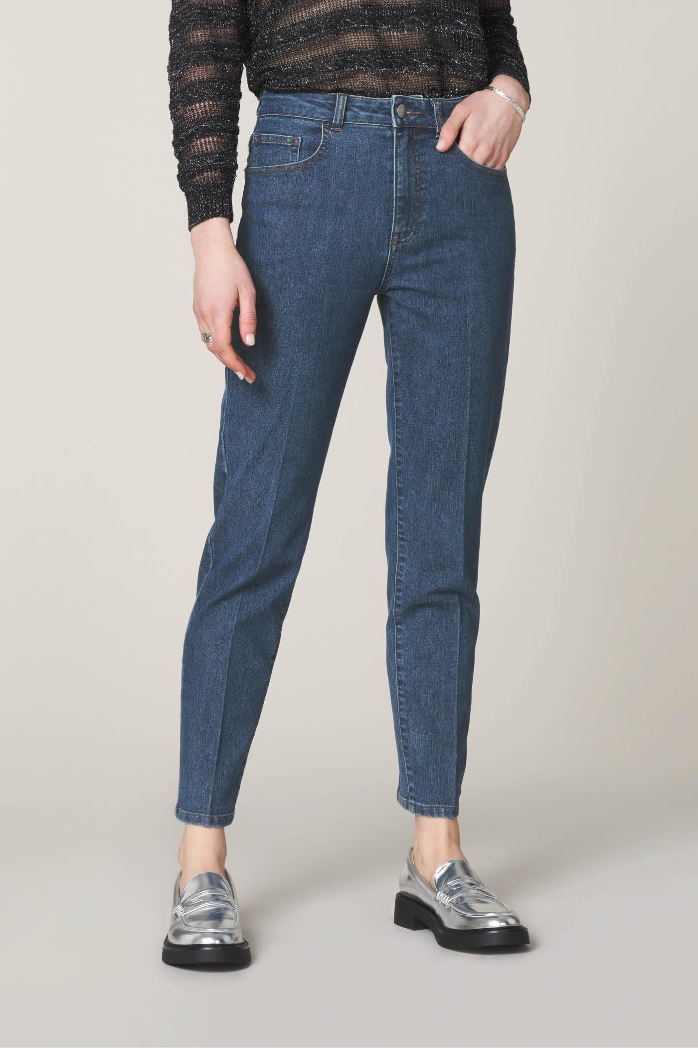 Goldenpoint Straight Denim leggings donna denim elasticizzati