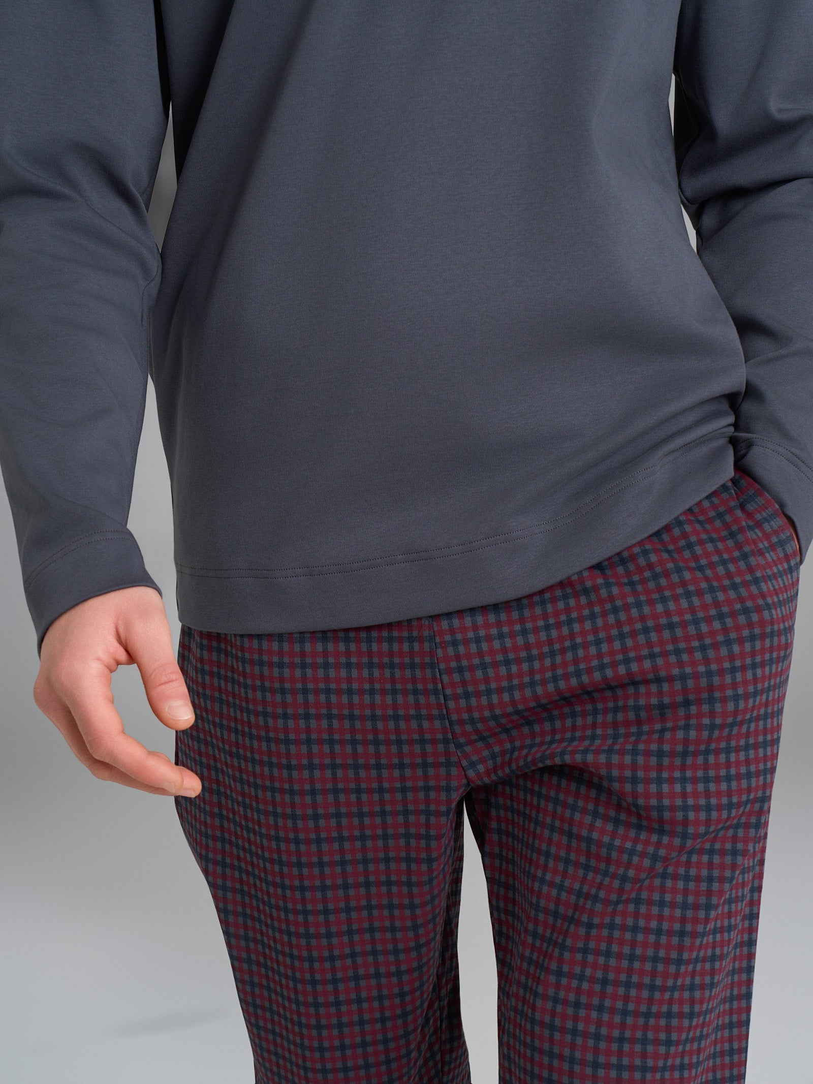 Ragno Pigiama Serafino Uomo Cotone Tartan Manica Lunga