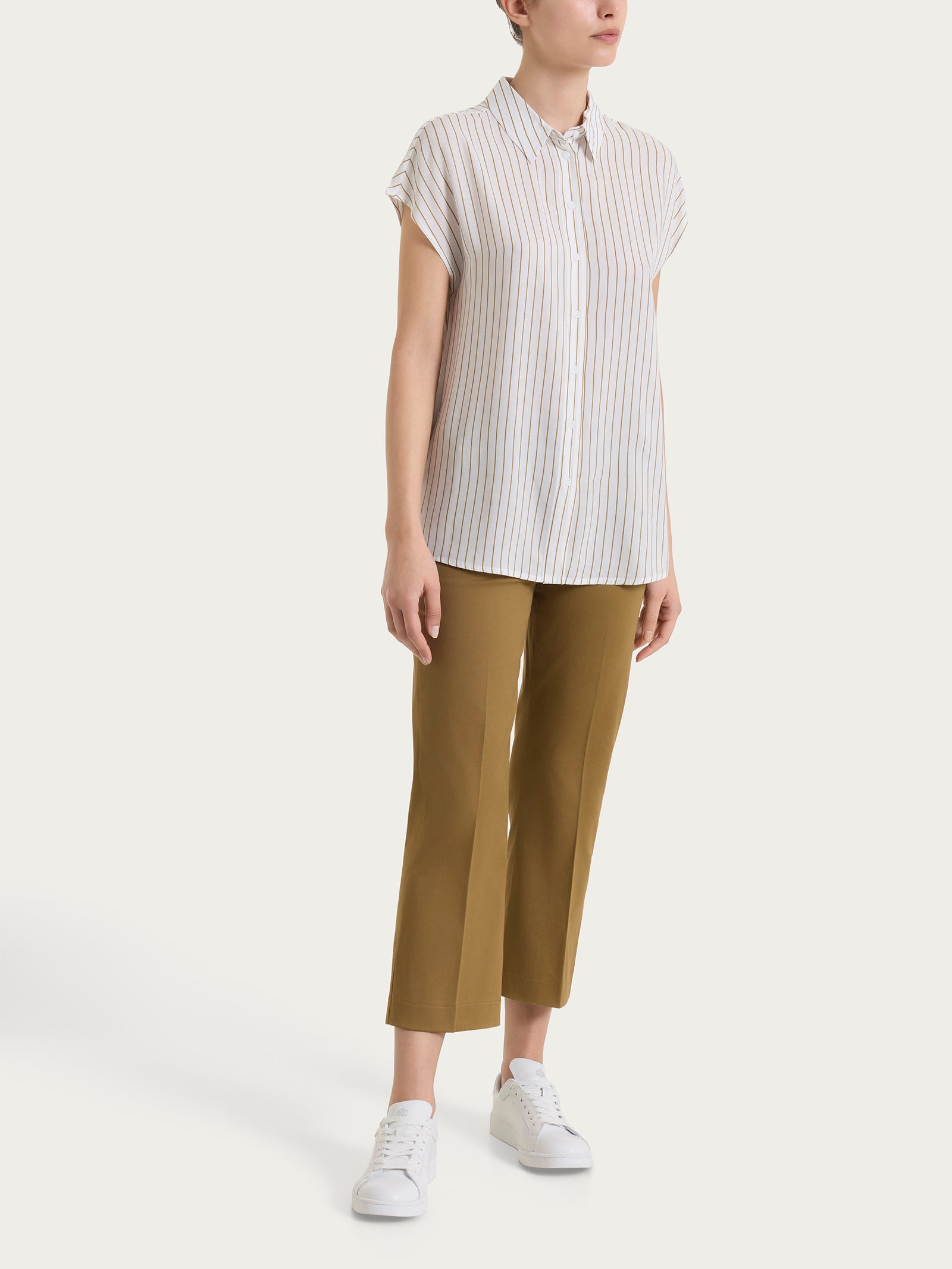 Ragno EcoSeta camicia righe manica corta bianca