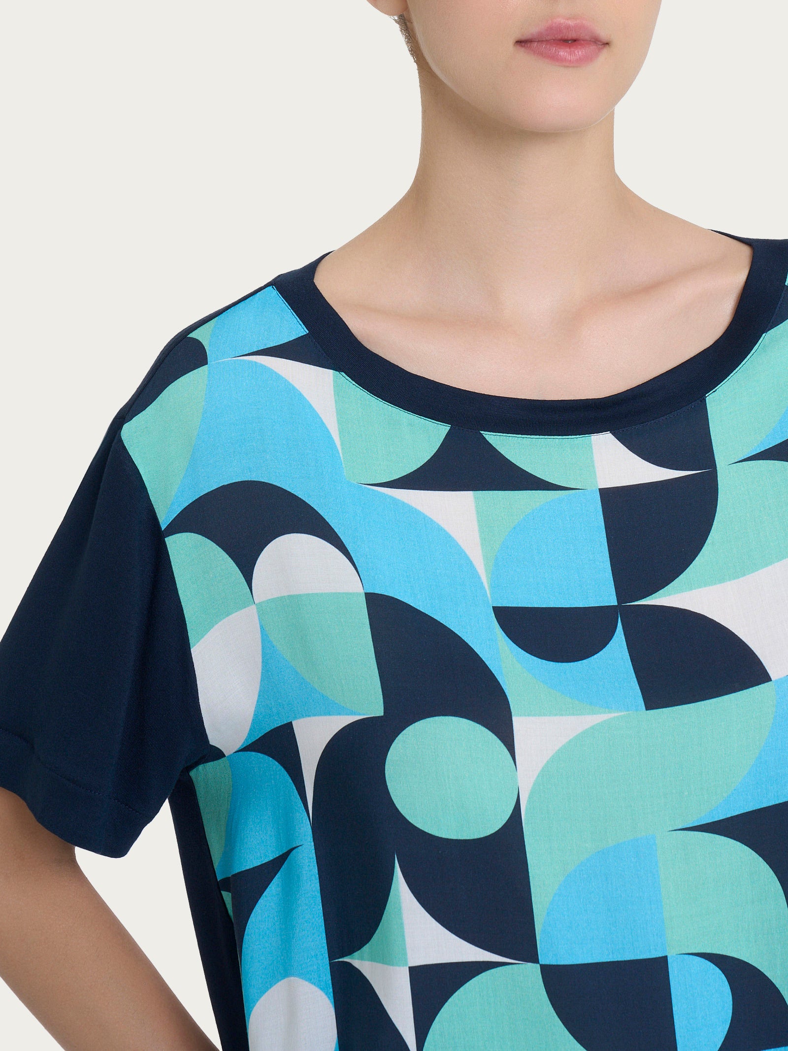 Ragno Viscosa Summer maglietta barchetta Pool Blue