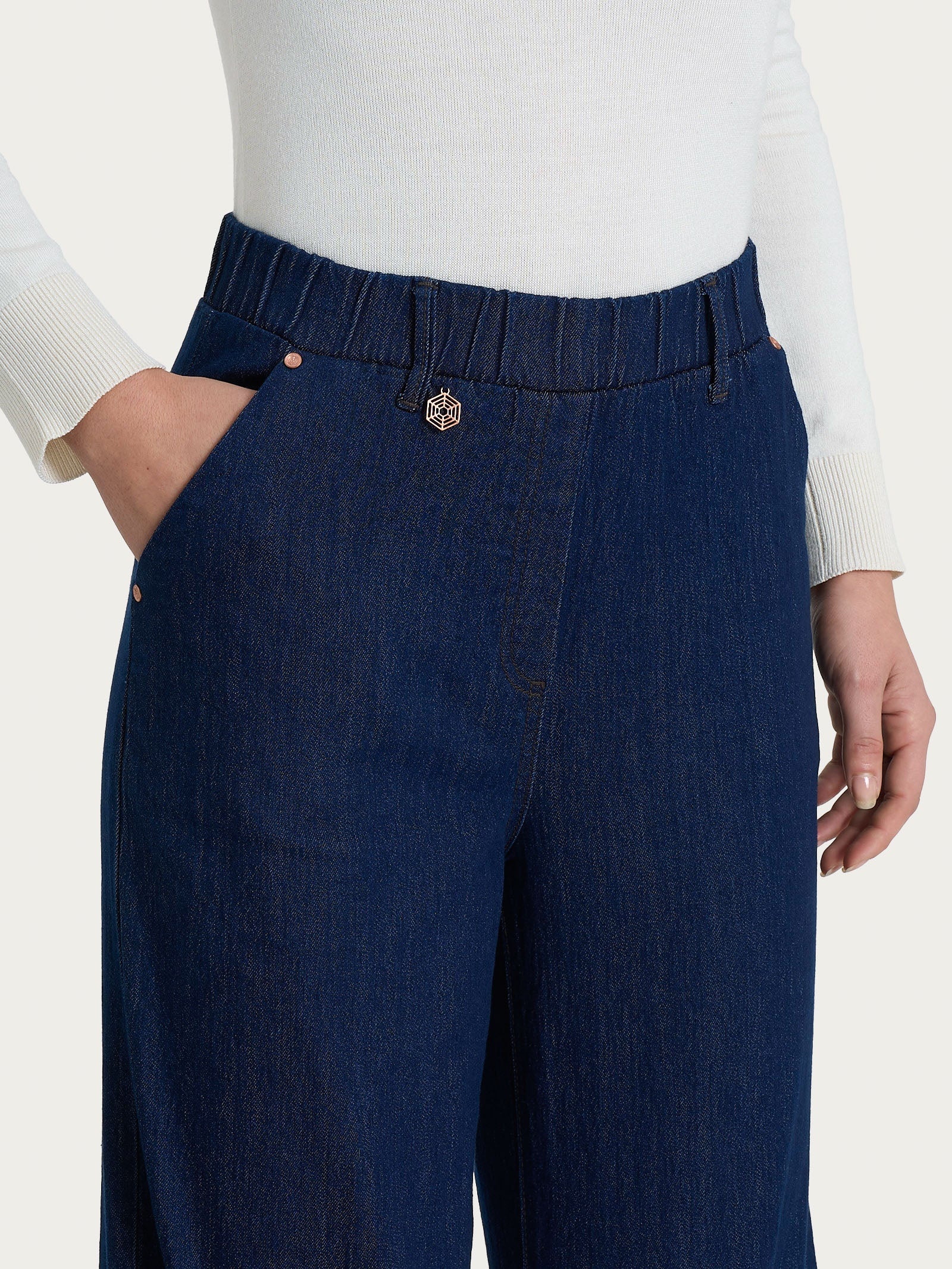 Ragno 4 Seasons Denim jeans ampio donna blu cotone
