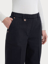 Ragno 4 Seasons Denim Palazzo Jeans donna nero gamba larga