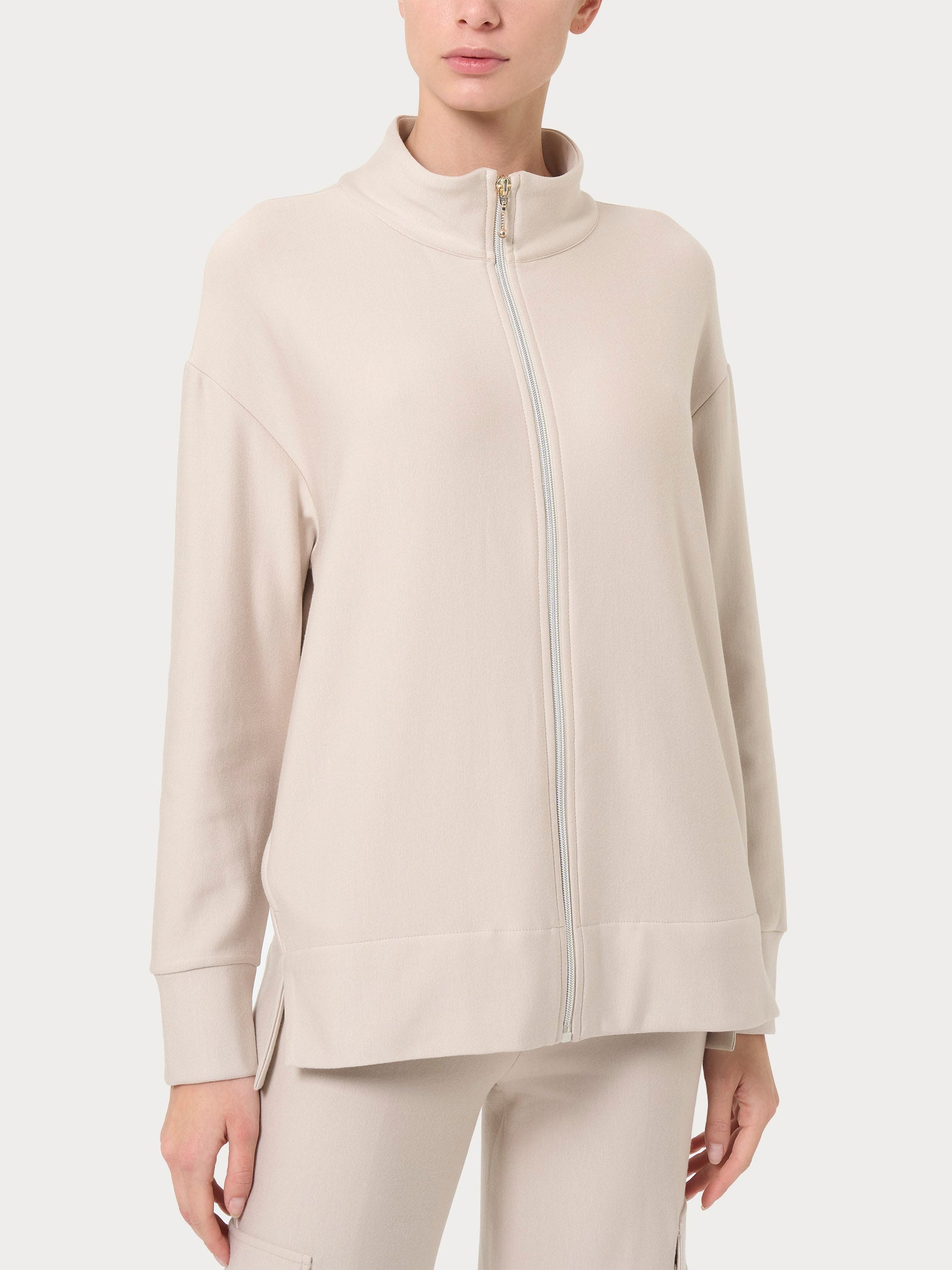Ragno Eco Techno Fleece felpa zip Champignon viscosa