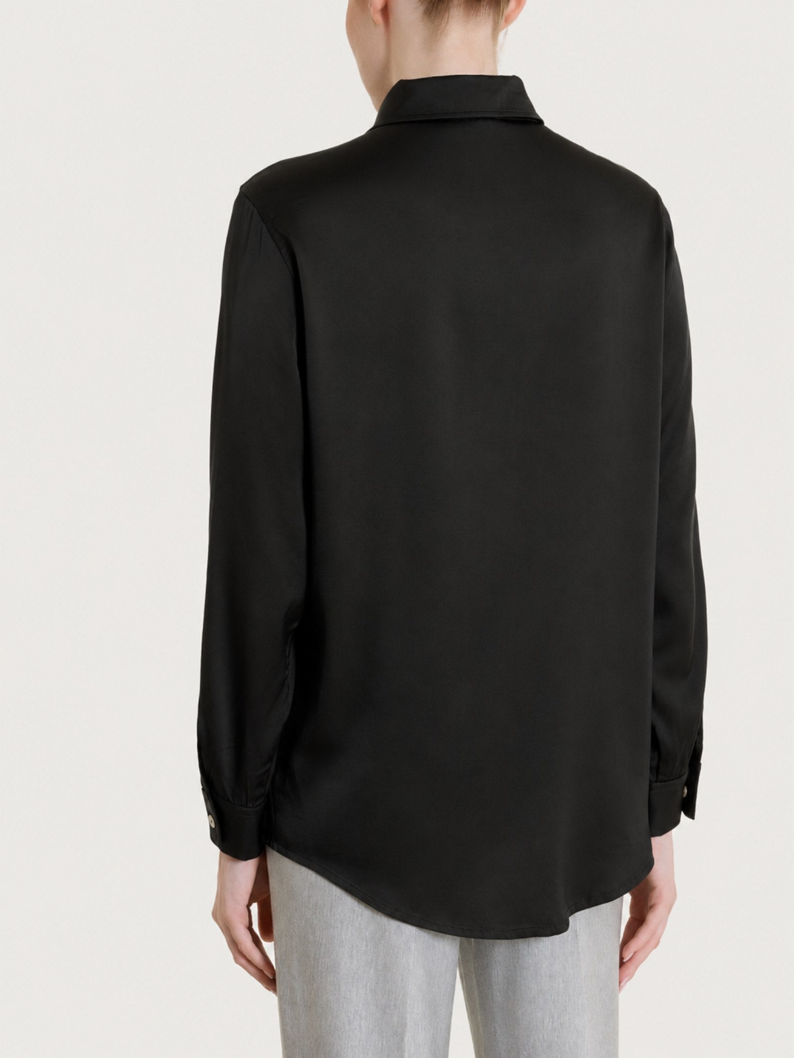 Ragno Camicia Manica Lunga Stretch Satin Nero viscosa