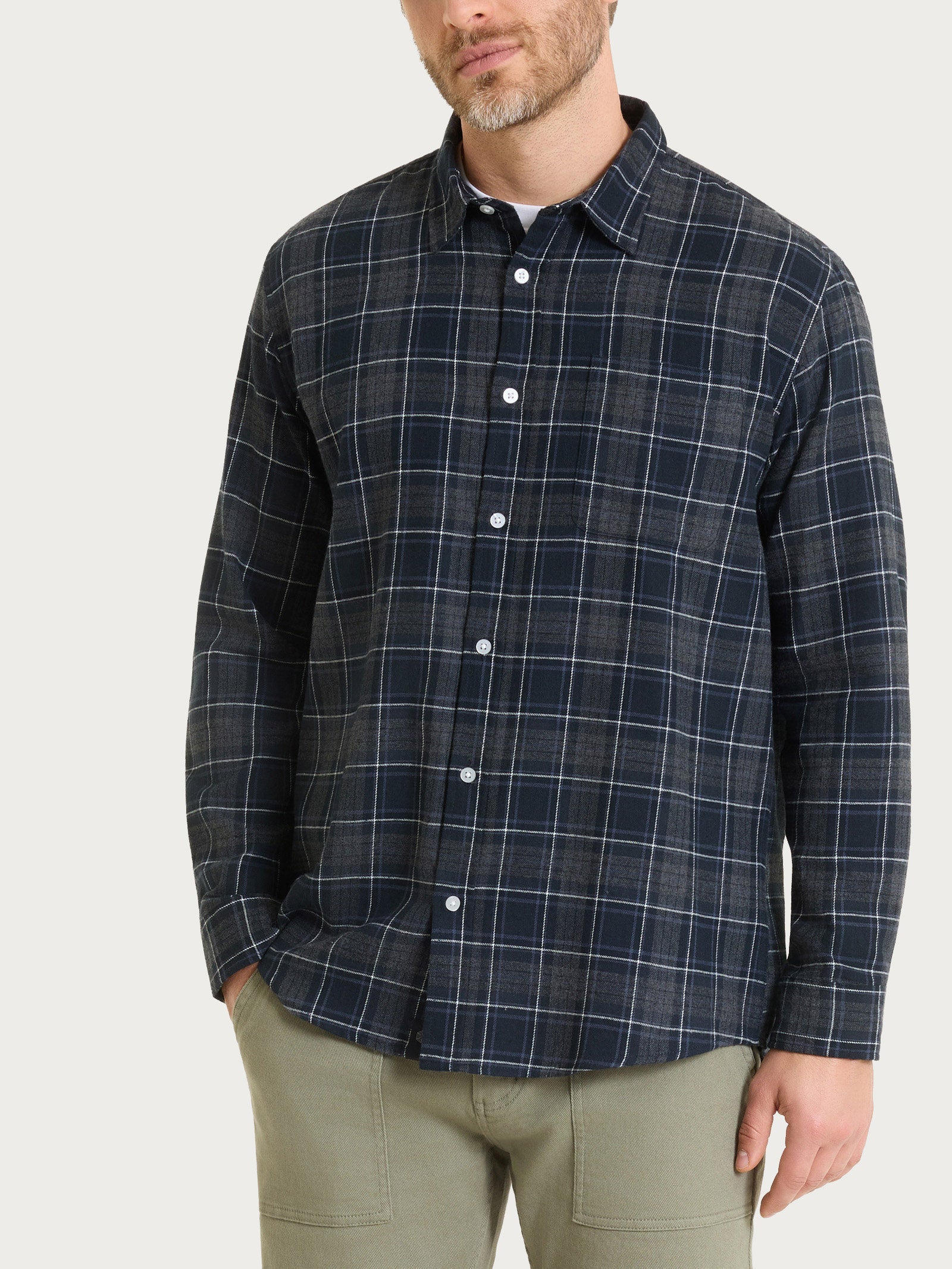 Ragno Cotton Flannel Camicia Uomo Tartan Blu Cotone