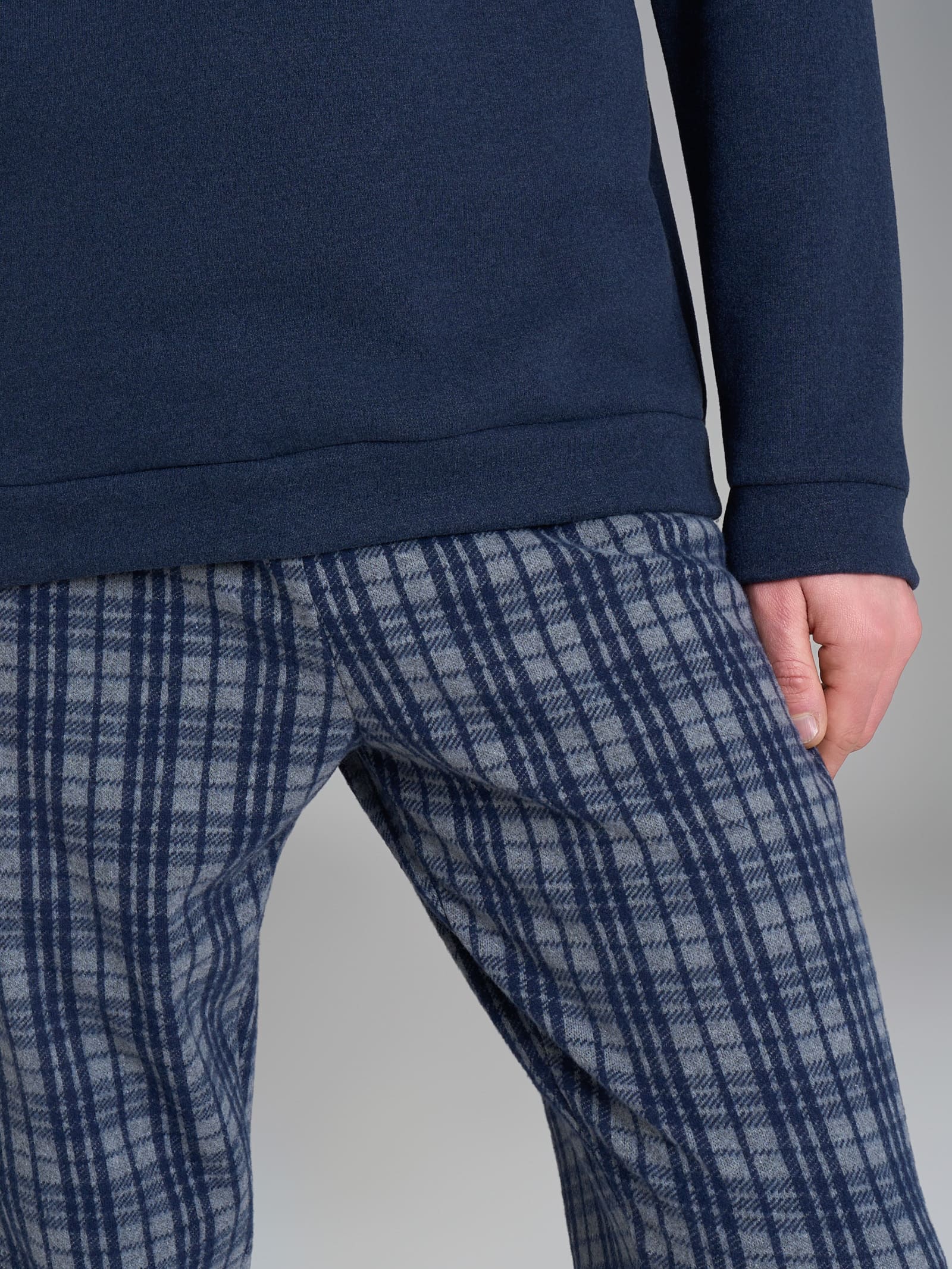Ragno Sport Pigiama Serafino Micro Quadretti Fume Melange