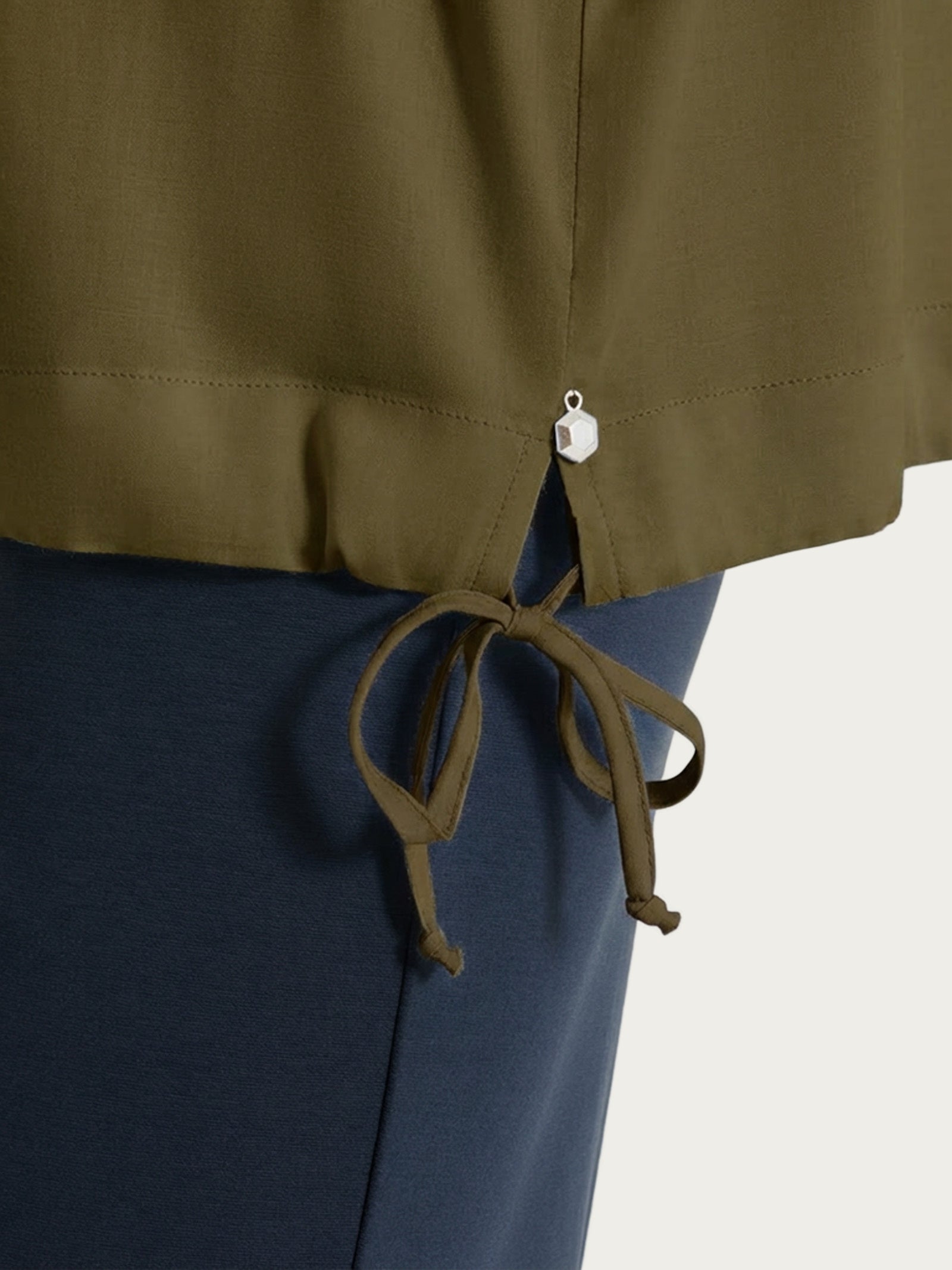 Ragno Voile Stretch Blusa Scollo a V Dark Olive viscosa