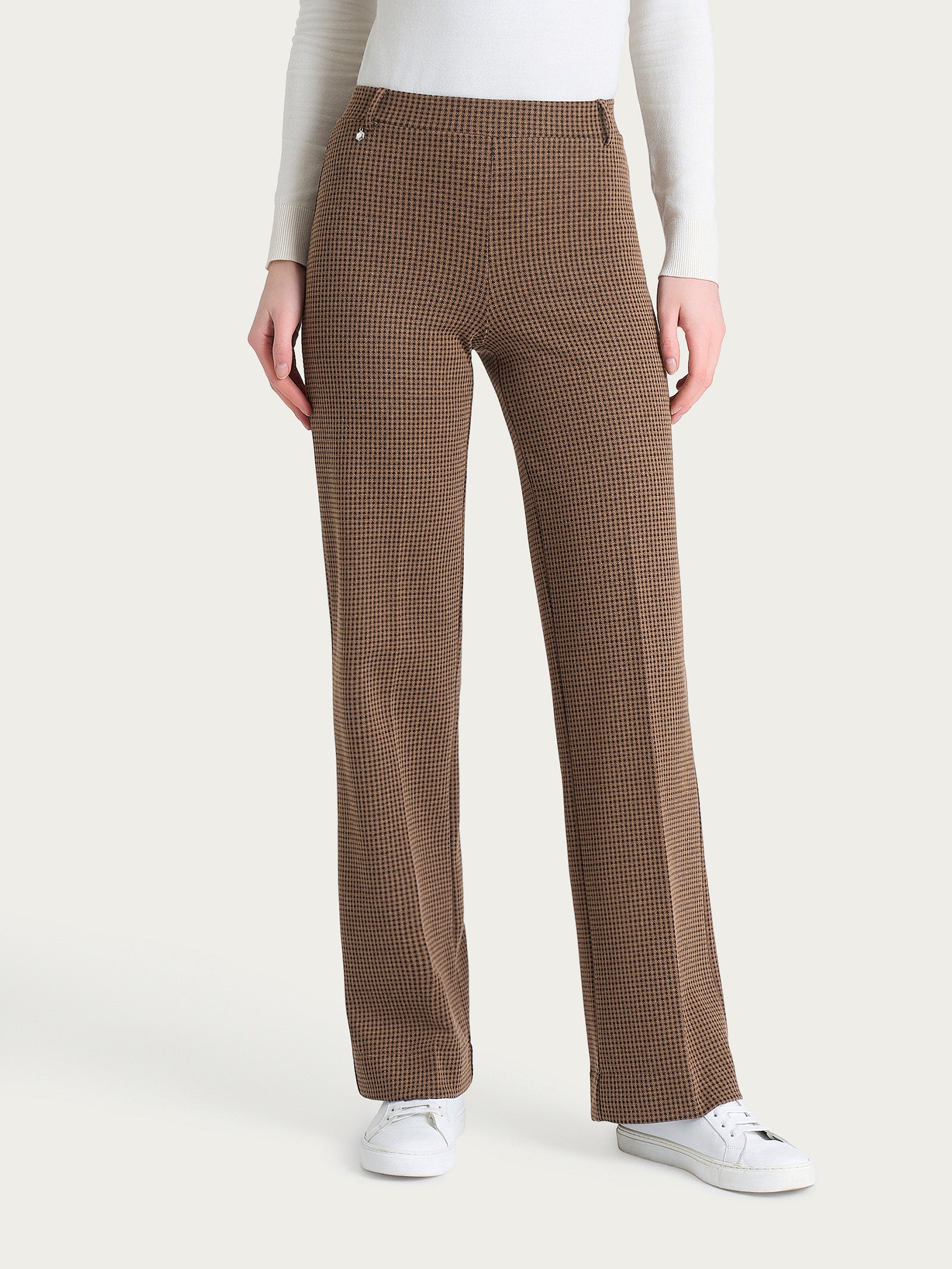 Ragno Eco Jacquard Pantalone Ampio Micro Check Marrone