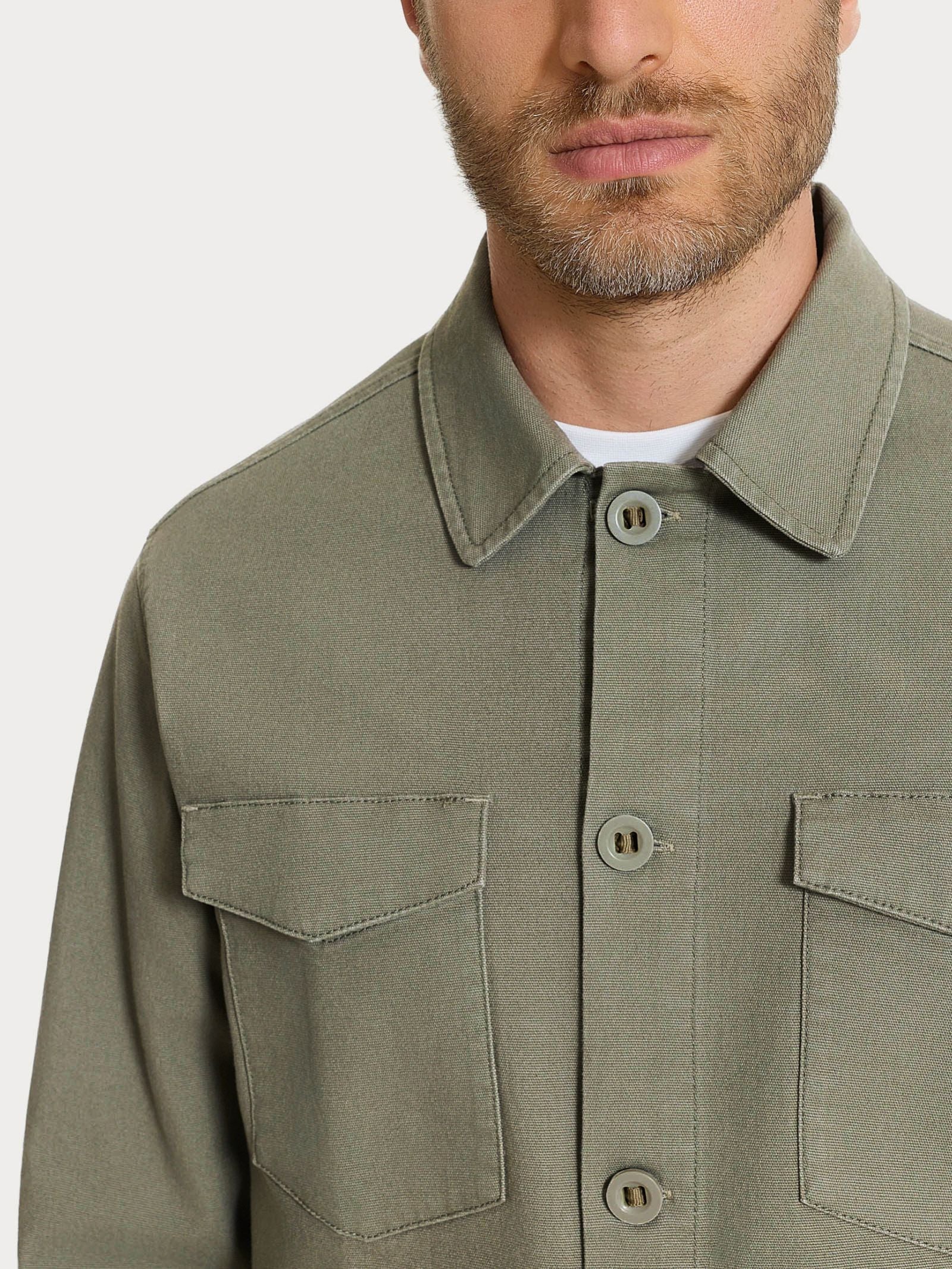 Ragno Canvas Stretch Shacket Uomo Regular Seagrass