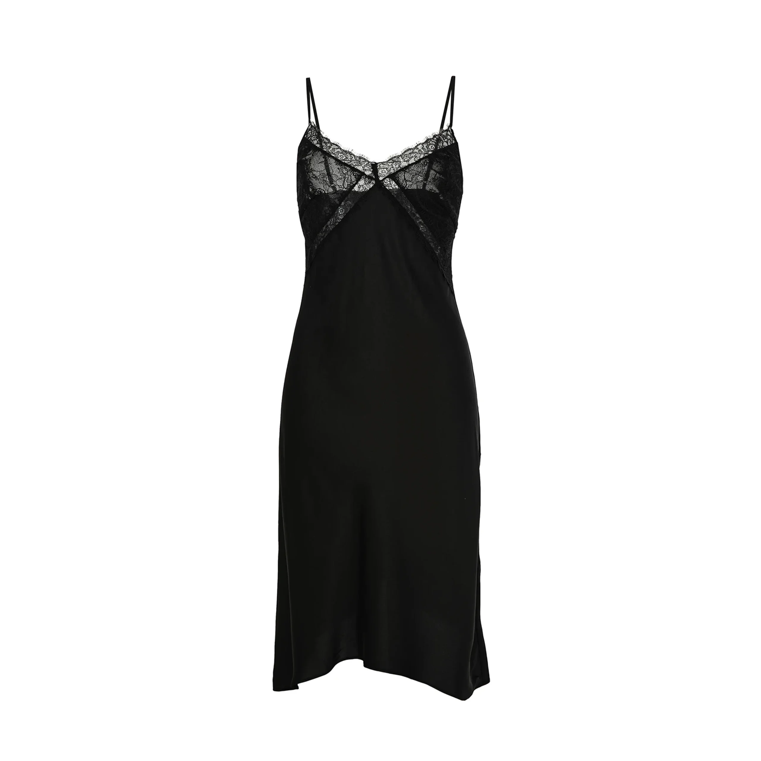 Maria Grazia Severi Long Babydoll sottoveste nera satin pizzo