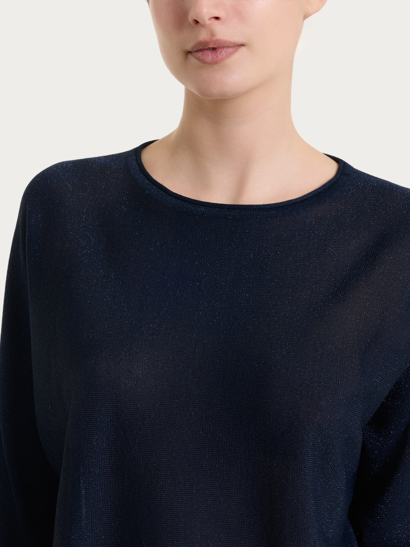 Ragno Crêpe Lurex maglia pipistrello donna blu Bleu luminosa