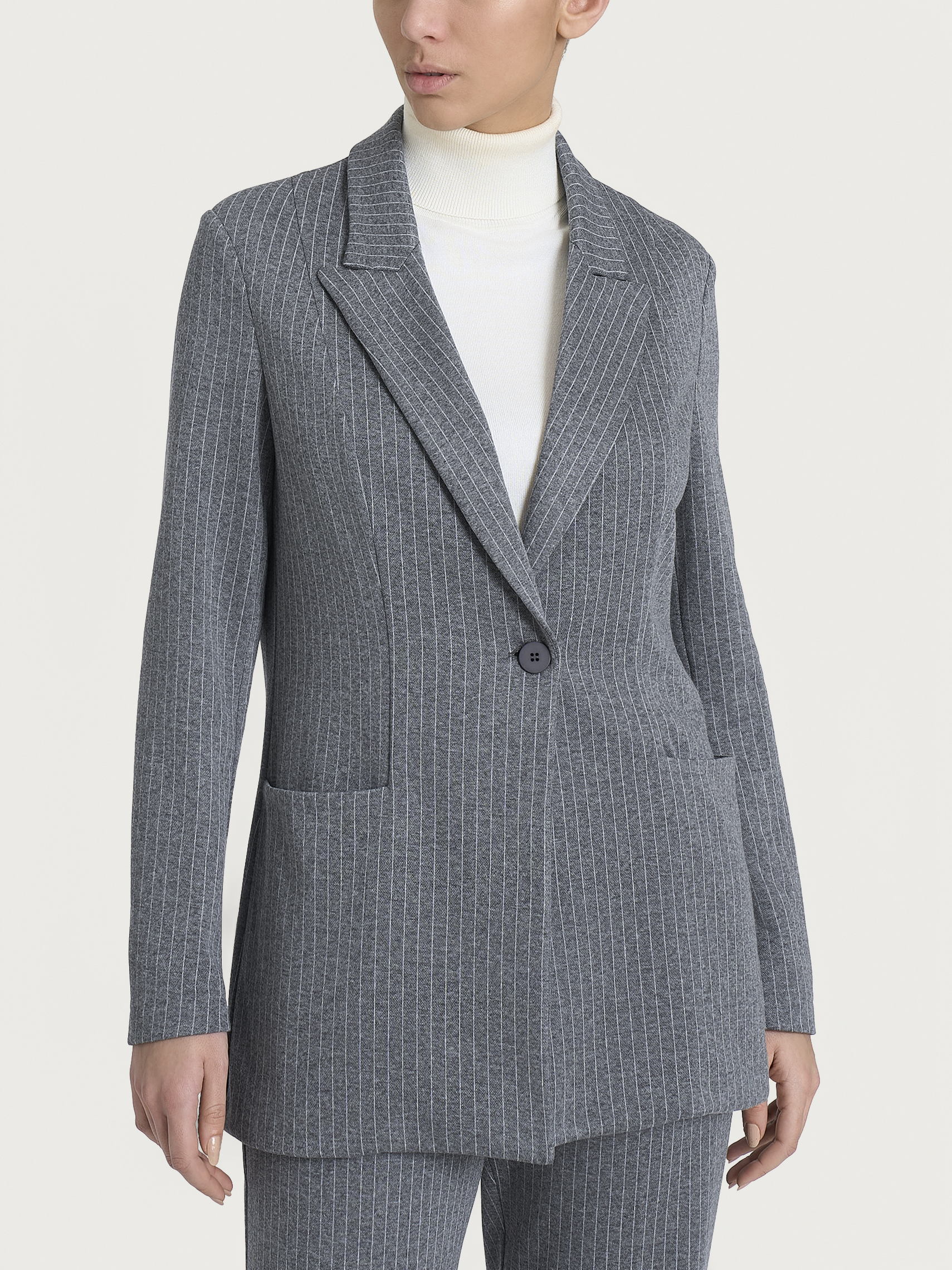Ragno Compact Blazer over gessato Ardesia Mel.