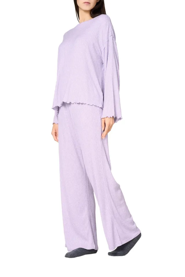 Goldenpoint Wide Leg Pigiama Lungo Donna a Coste