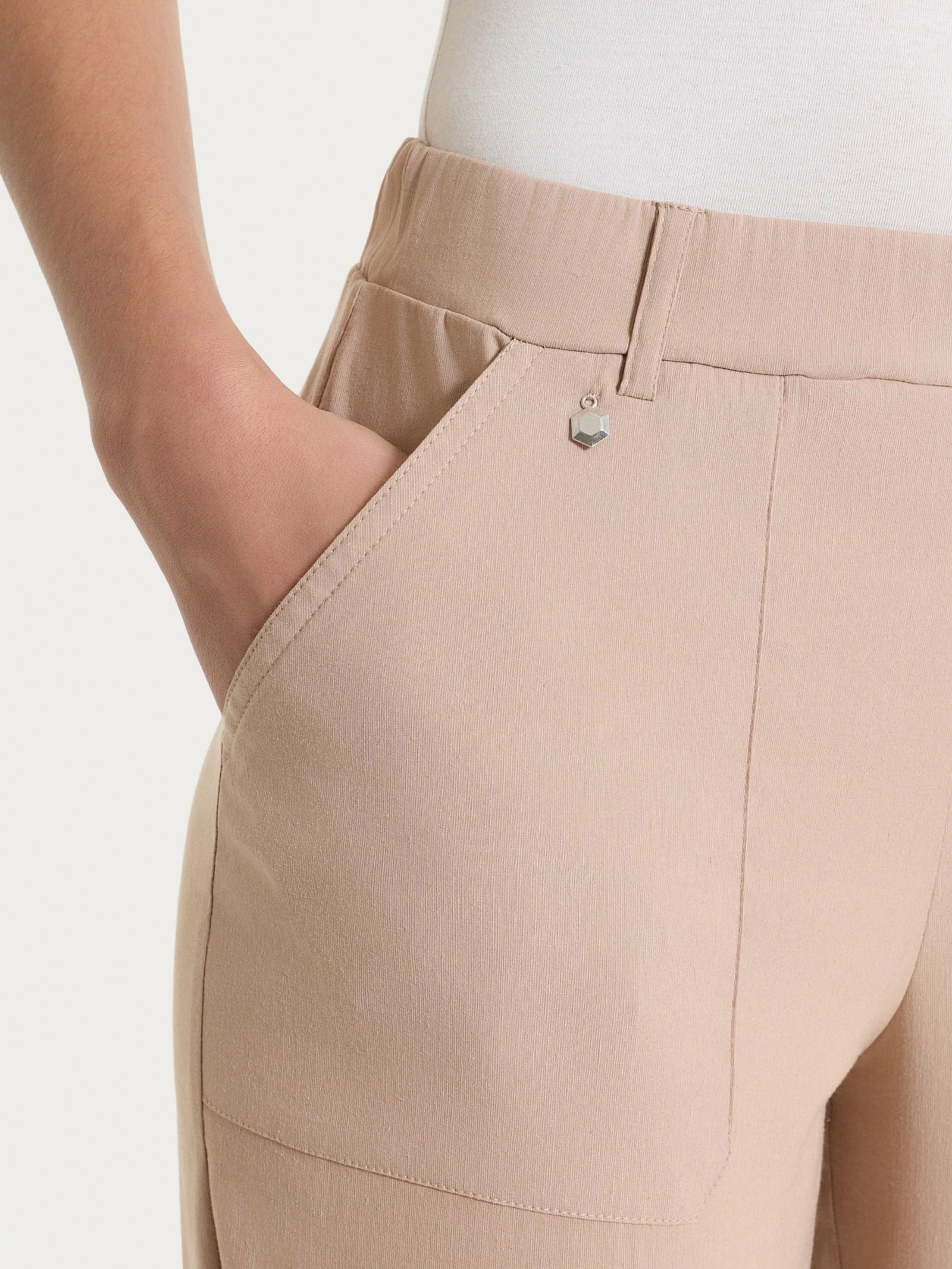 Ragno Linen Super Fresh pantalone carota tasche warm taupe lino