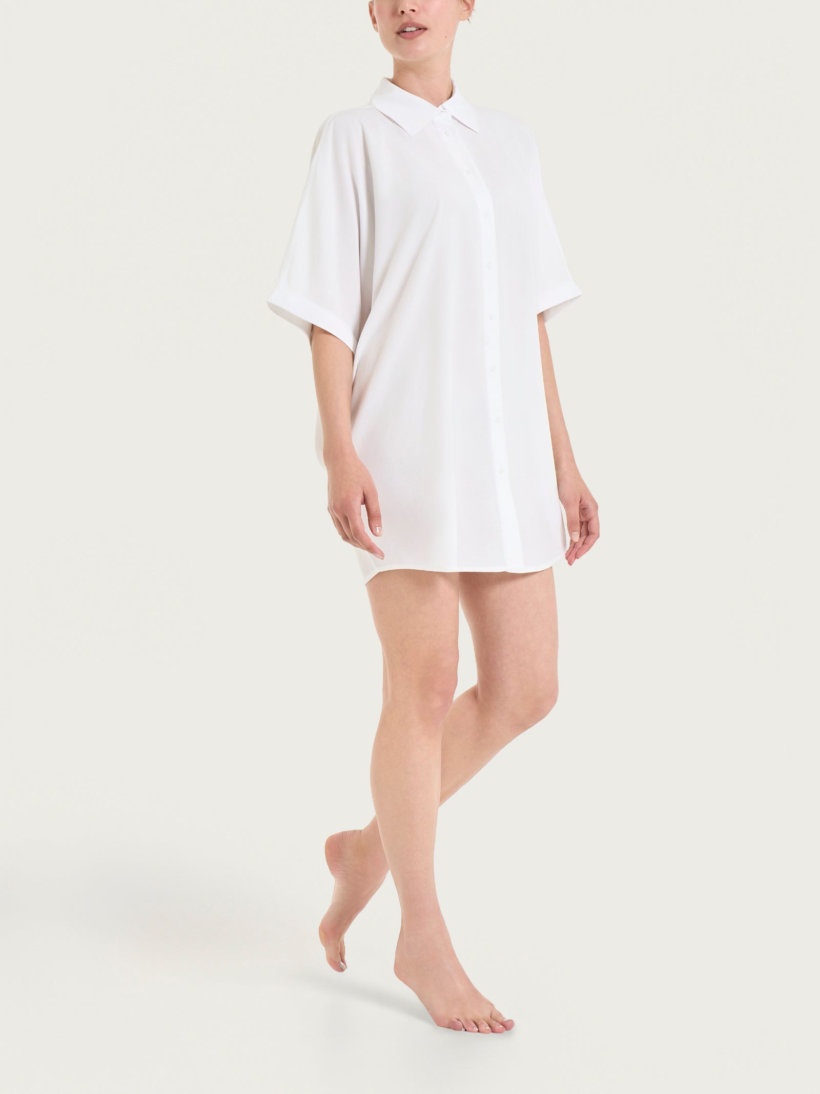 Ragno EcoSeta Chemisier Kimono Mare Bianco