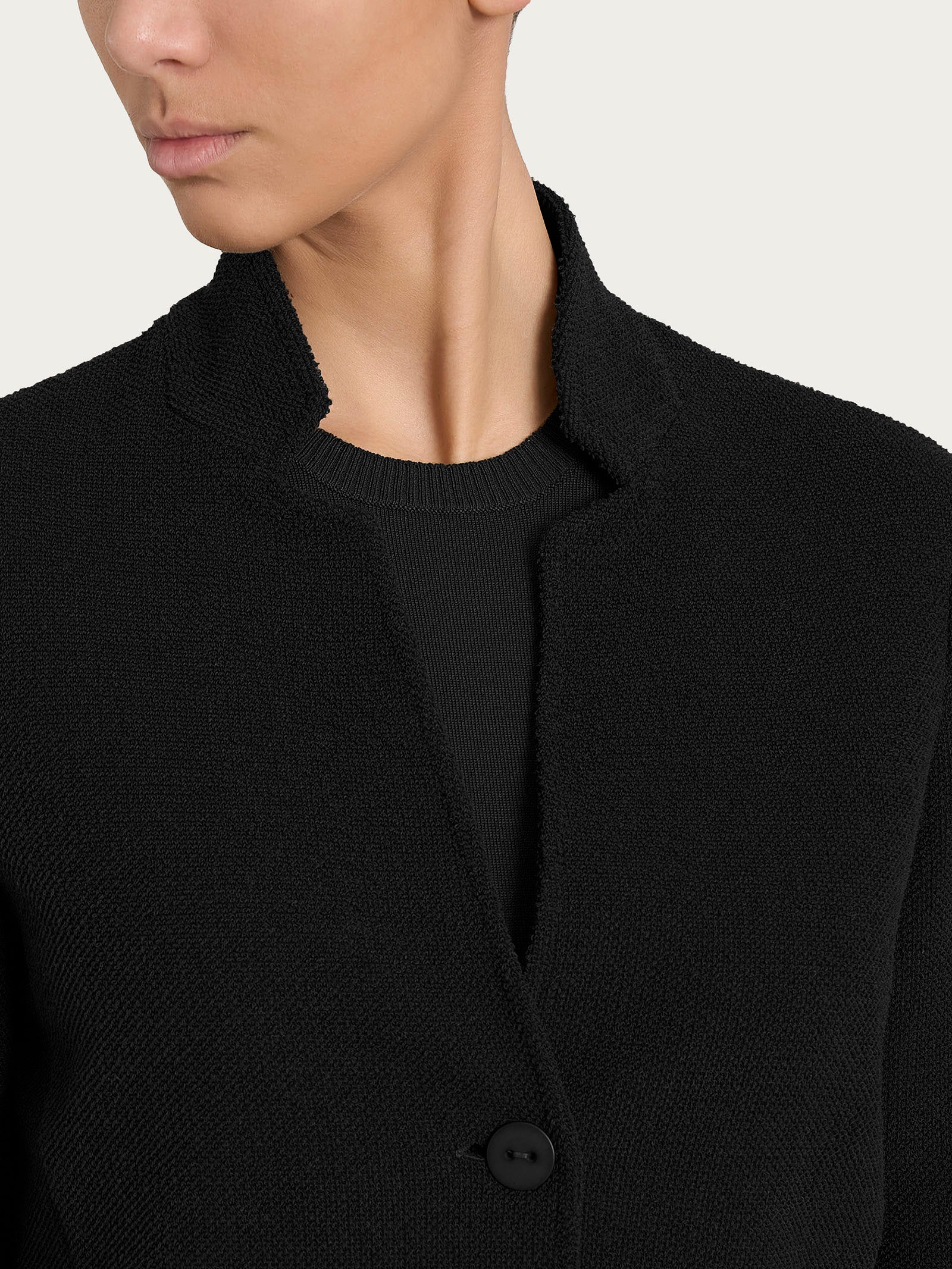 Ragno Relaxed Blazer Corto Japanese Fleece Nero felpato caldo