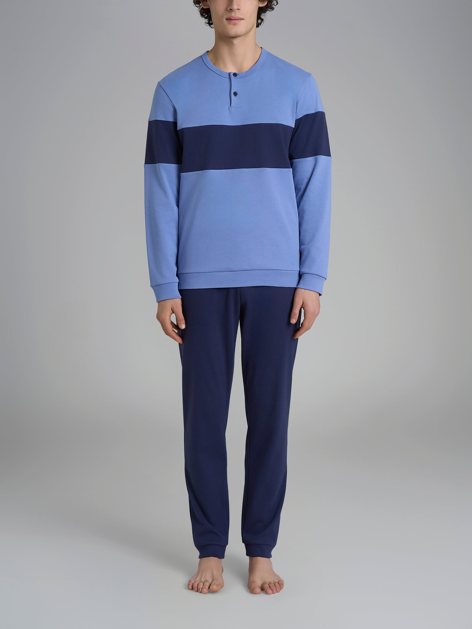 Ragno Sport Pigiama Lungo Serafino cotone Colony Blue