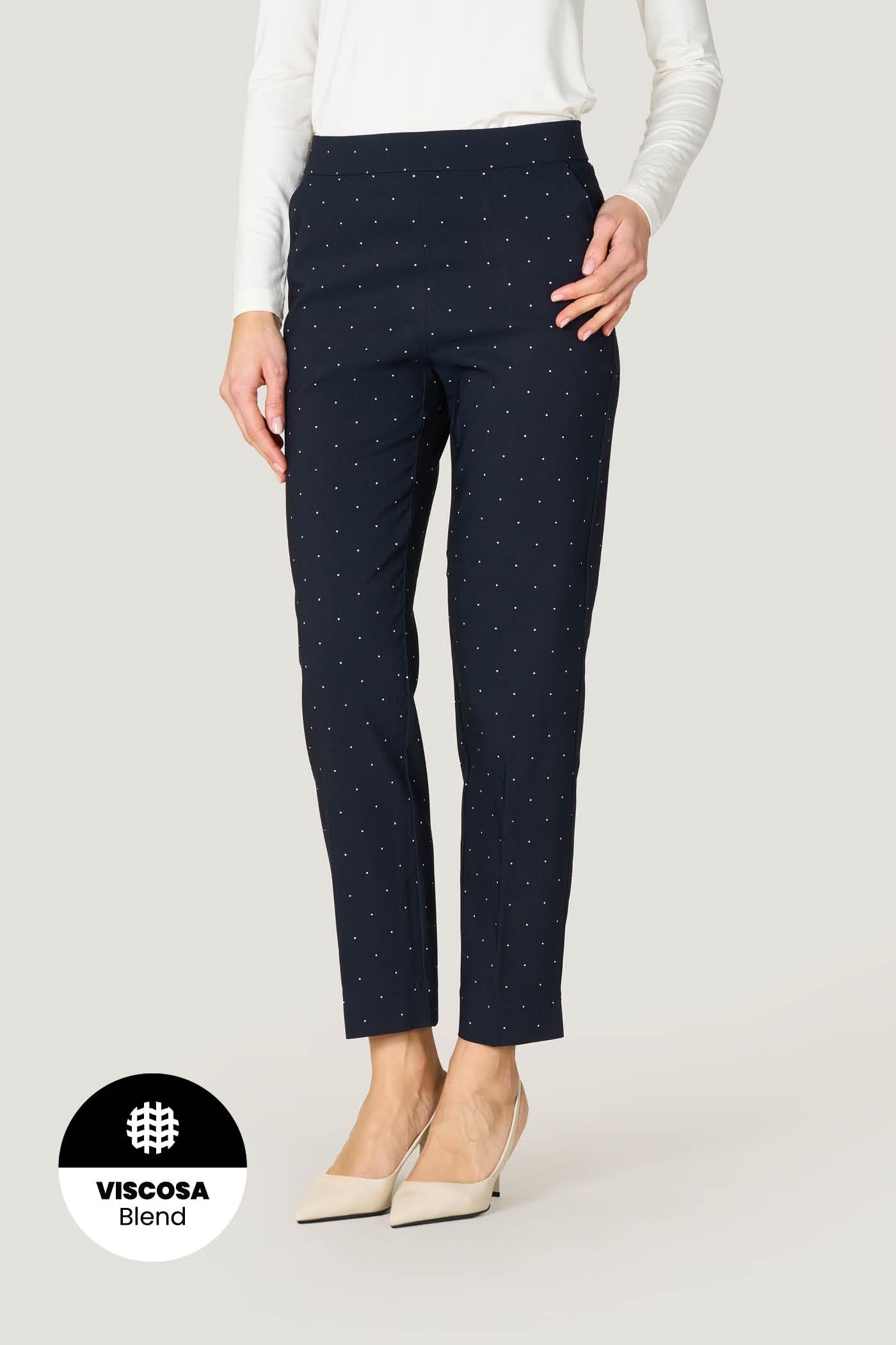 Goldenpoint Straight Leggings Micro Pois Vita Elasticata