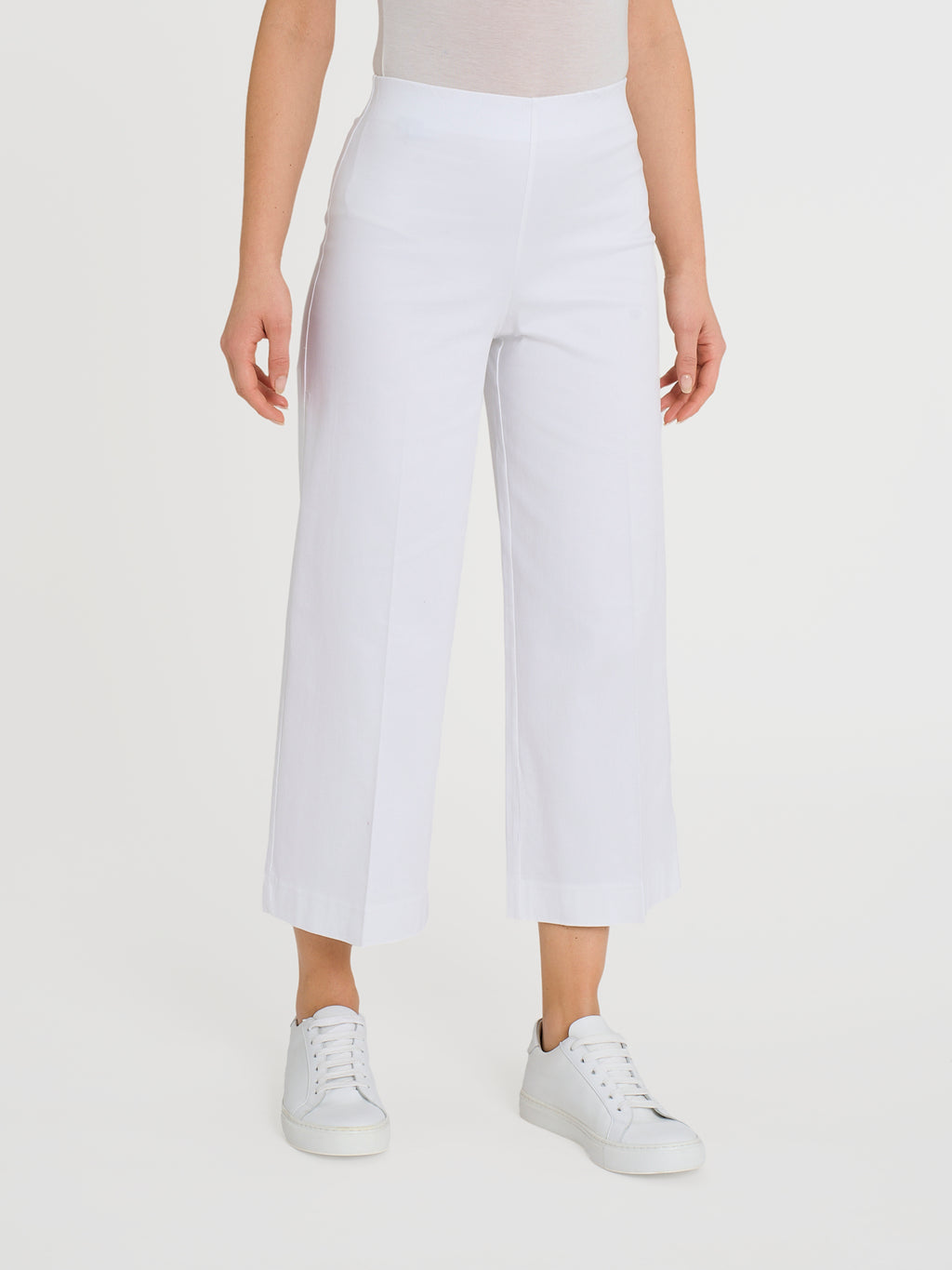 Ragno Satin Power pantaloni cropped bianchi gamba ampia