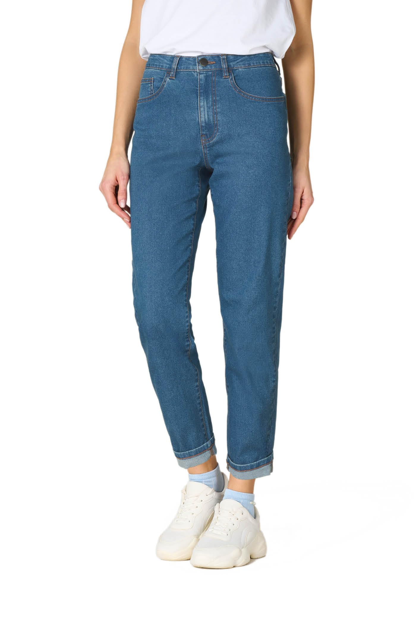 Goldenpoint Straight jeans donna denim bottone zip passanti