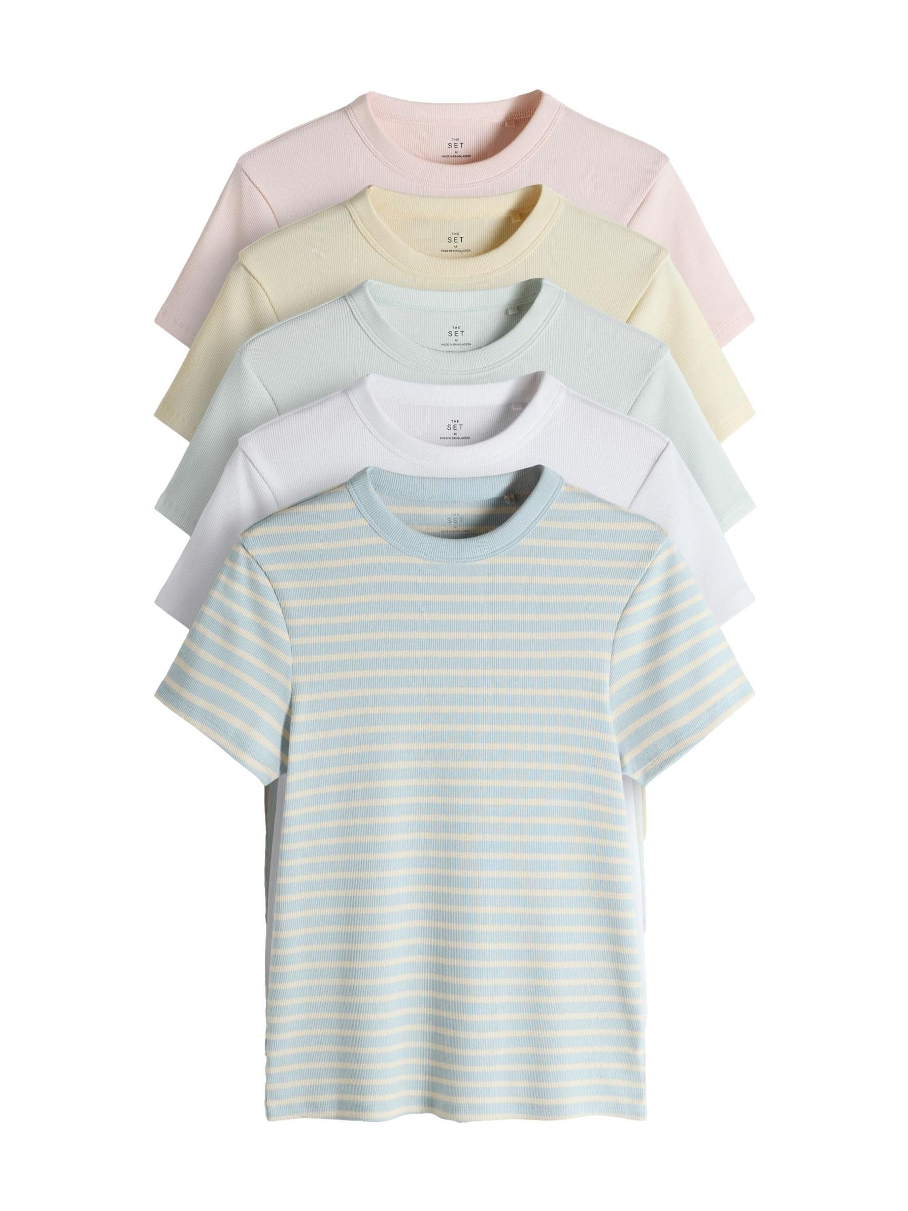 Next The Set magliette donna coste manica corta 5 pezzi