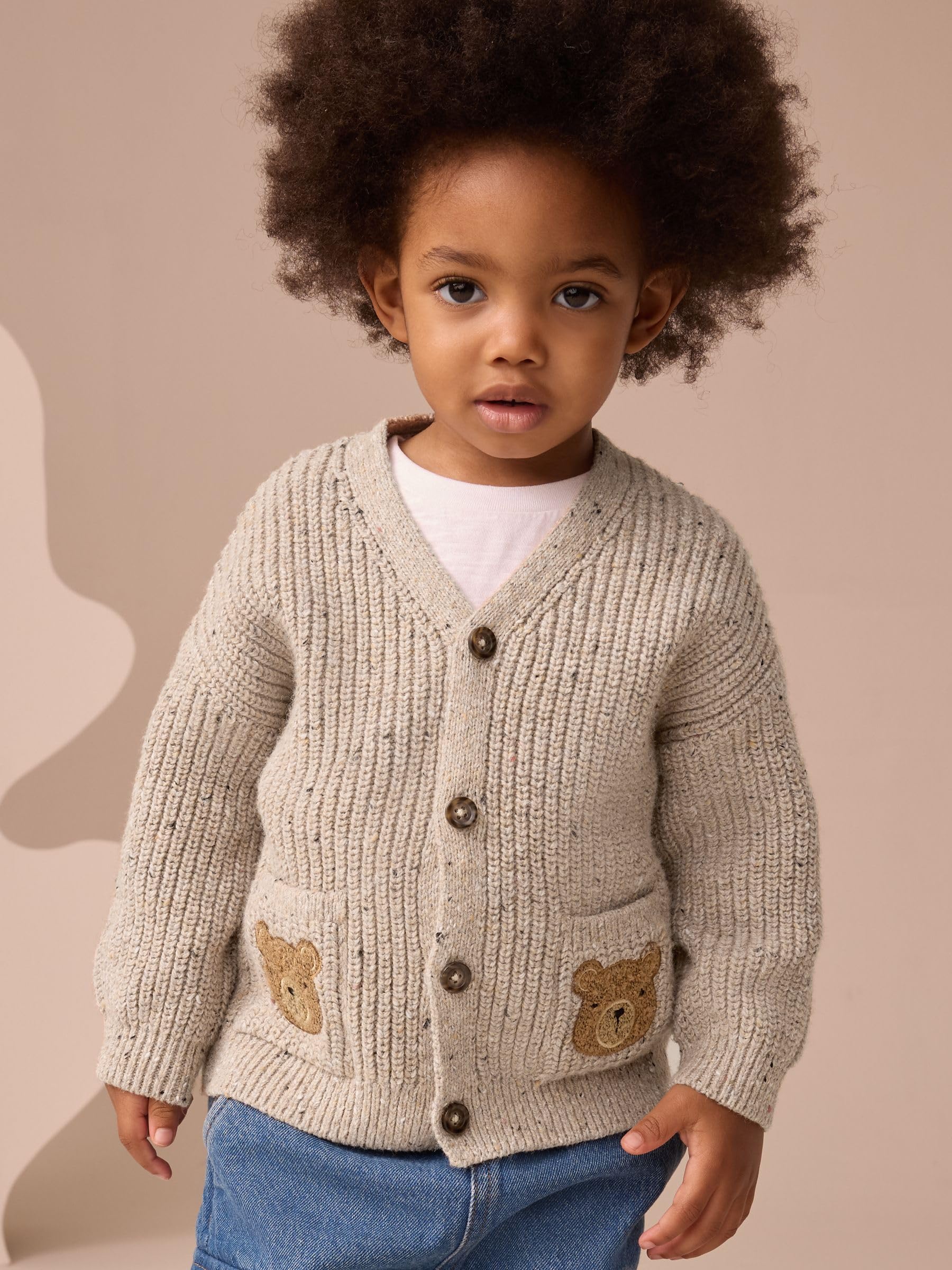 Next Ragazzo Cardigan Personaggi Fiori Ricamati 104-110 comodo