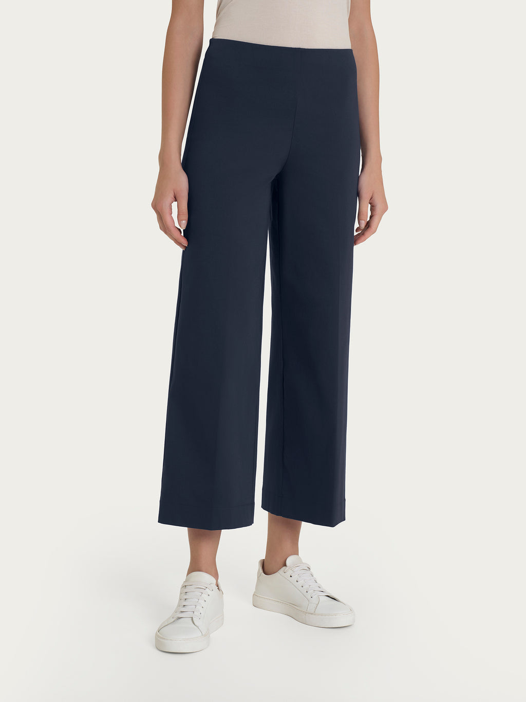 Ragno Satin Power Pantalone cropped wide Bleu satin cotone
