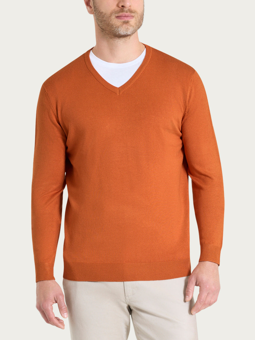 Ragno Four Seasons V-neck Pullover maglione ruggine anti-pilling