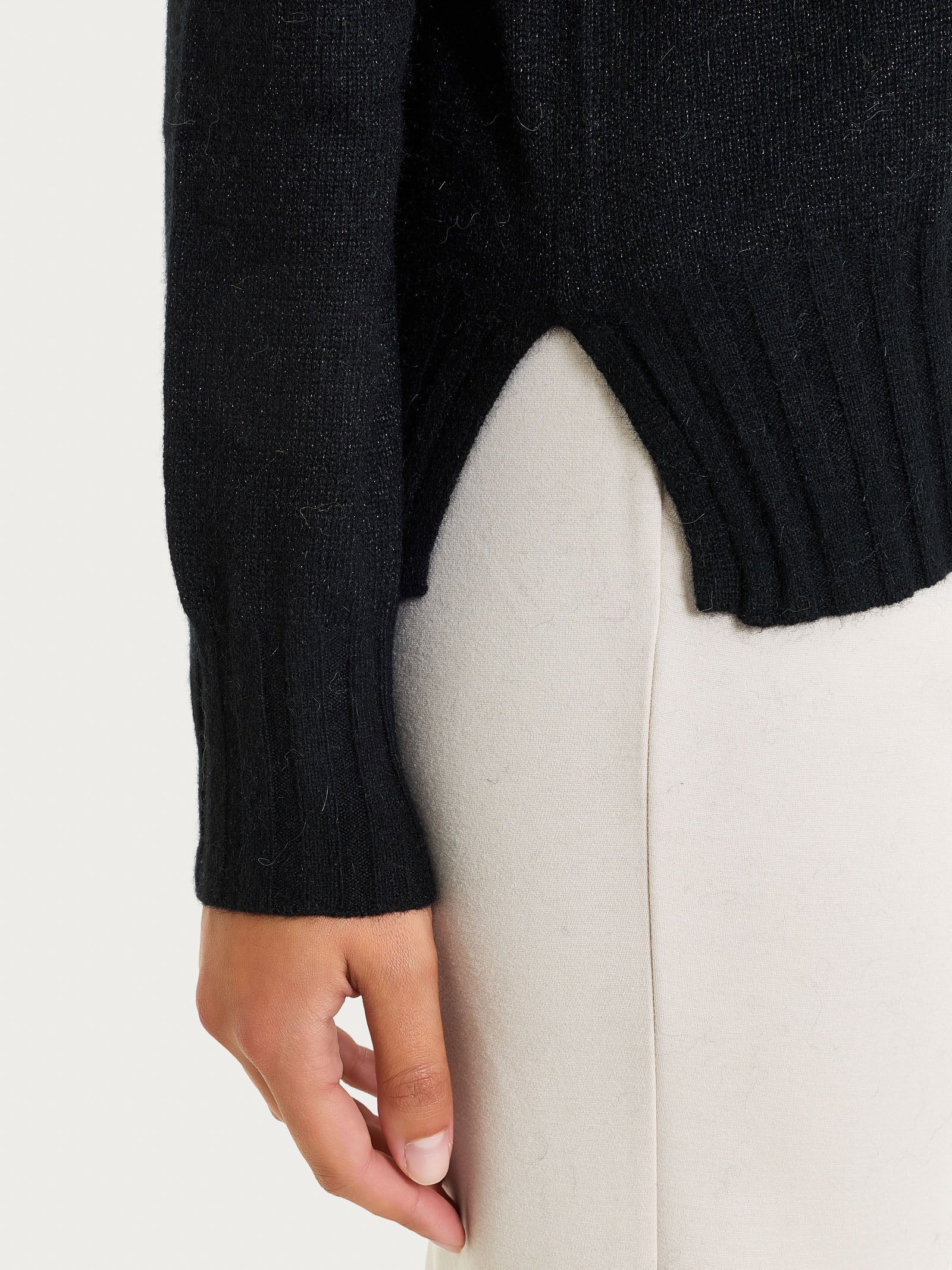 Ragno Natural Soft Lurex maglia girocollo nero manica lunga